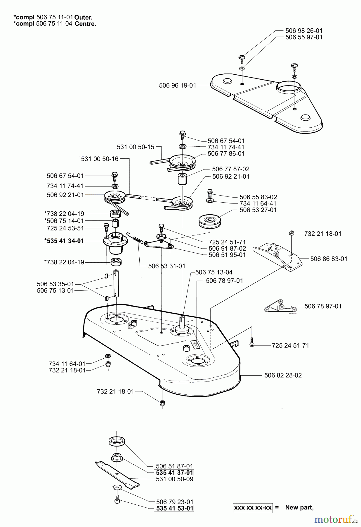  Husqvarna Reitermäher, Motor hinten Rider Proflex 21 - Husqvarna Rear-Engine Rider (2001-02 & After) Deck (48