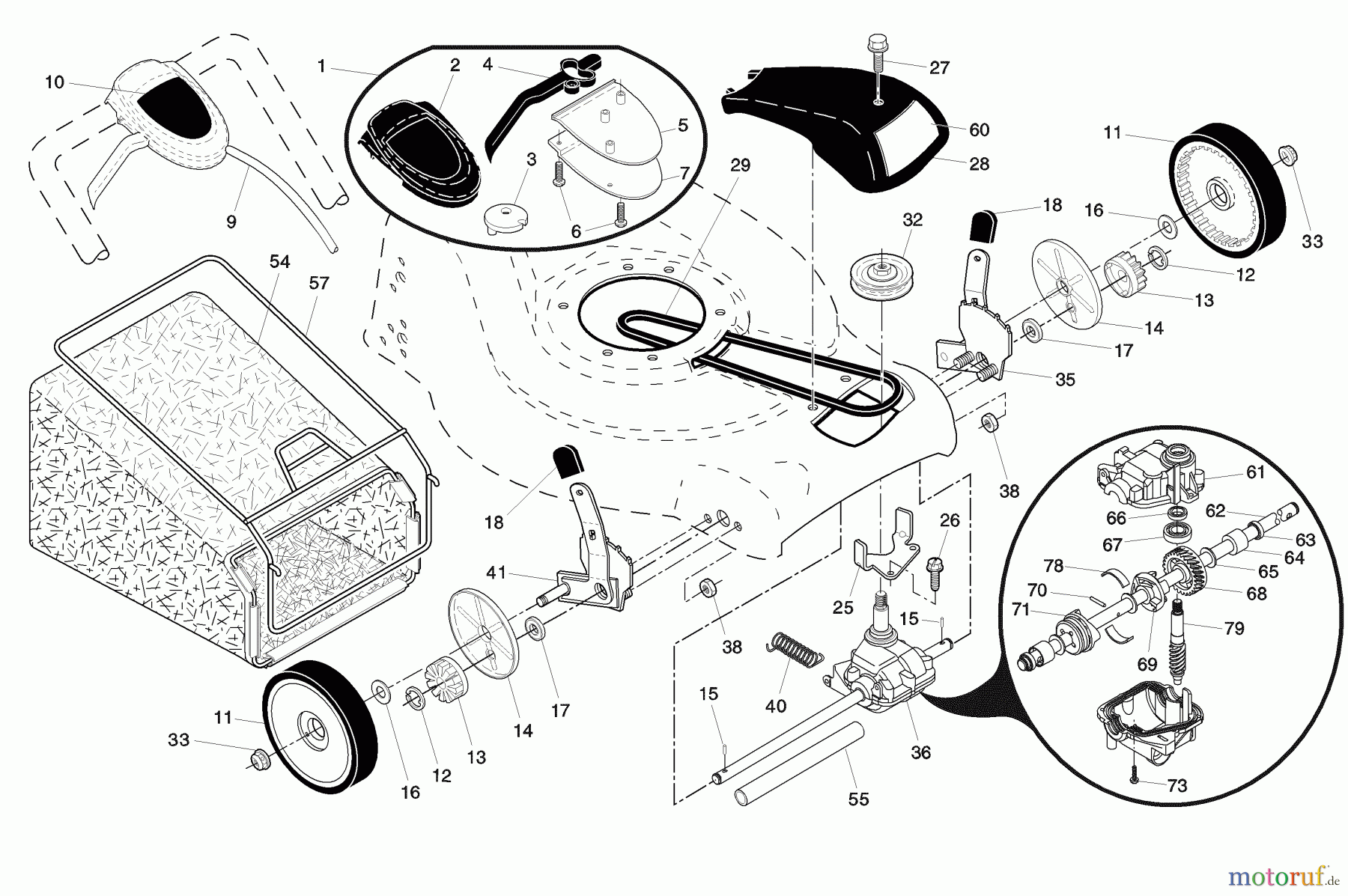 Husqvarna Rasenmäher 5521 CHV (96143000107) - Husqvarna Walk-Behind Mower (2007-09 & After) Walk Mower 5521 CHV Repair Parts