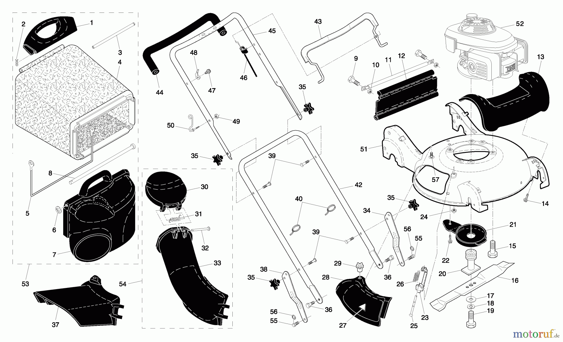 Husqvarna Rasenmäher 55R21 HV (96143000501) - Husqvarna Walk-Behind Mower (2005-02 & After) Handle & Deck Assembly