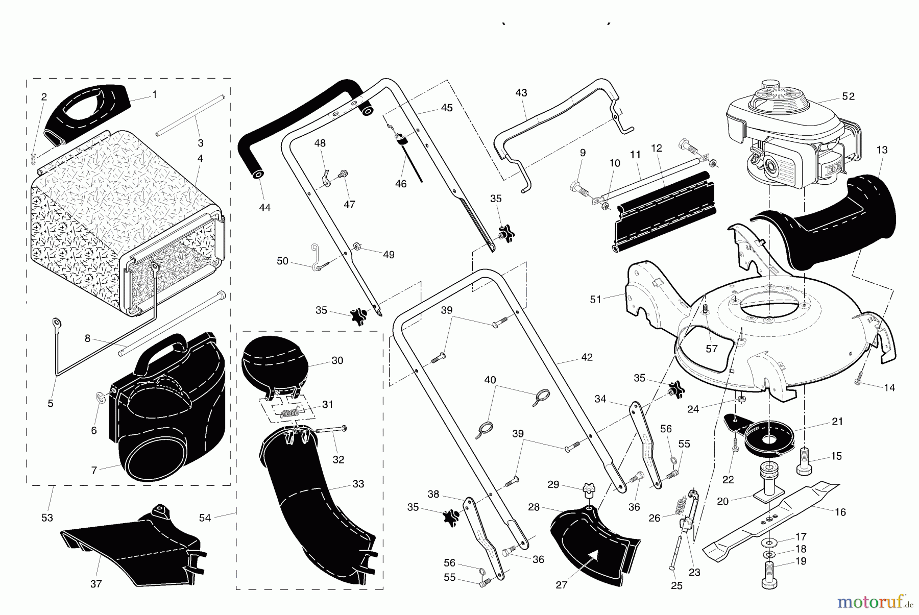 Husqvarna Rasenmäher 55R21 HVL (96145000100) - Husqvarna Walk-Behind Mower (2004-11 & After) Handle & Deck Assembly