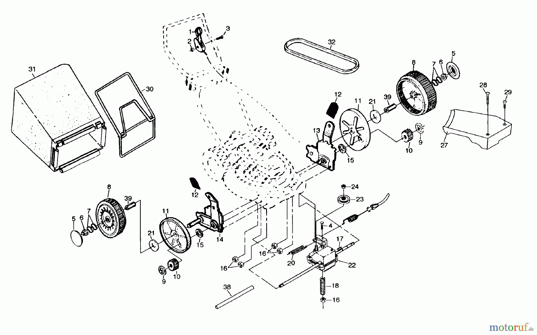 Husqvarna Rasenmäher 56 HS (954077201A) - Husqvarna Walk-Behind Mower (1995-10 & After) Drive Assembly