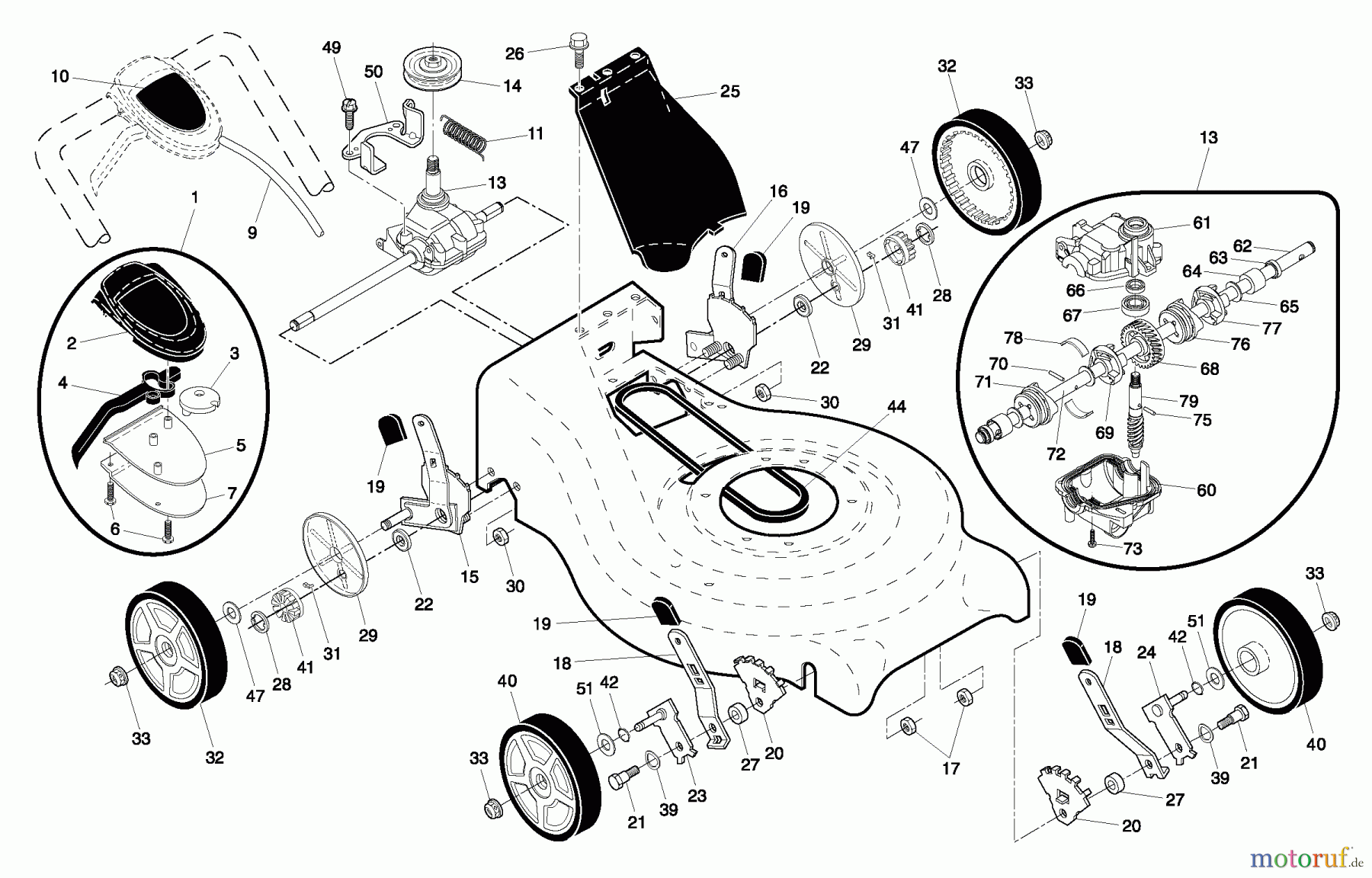 Husqvarna Rasenmäher 6521 RS (961450005-00) - Husqvarna Walk-Behind Mower (2007-03 to 2007-08) Drive Assembly