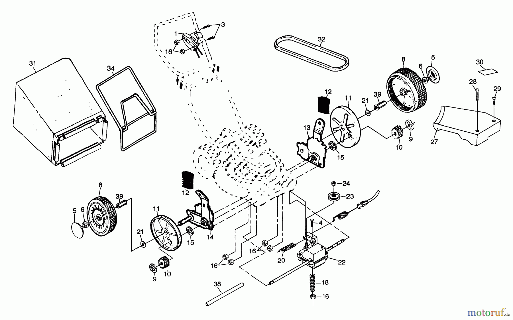  Husqvarna Rasenmäher H56 SFEF (954072401) - Husqvarna Walk-Behind Mower (1995-03 & After) Rotary Lawn Mower - Model No. 56sf (H56sfg) - View B