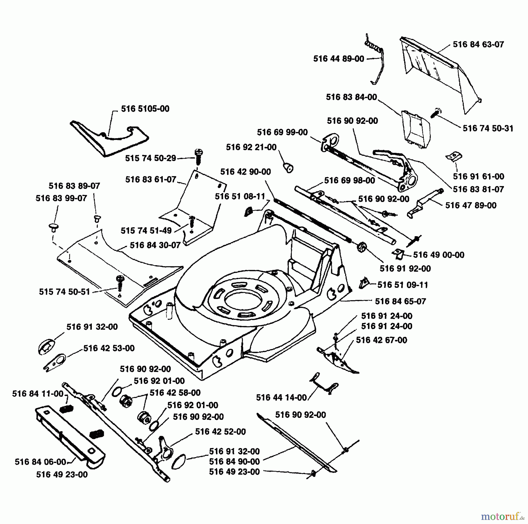 Husqvarna Rasenmäher Royal 19 S - Husqvarna Walk-Behind Mower (1989-01 & After) Frame Assembly