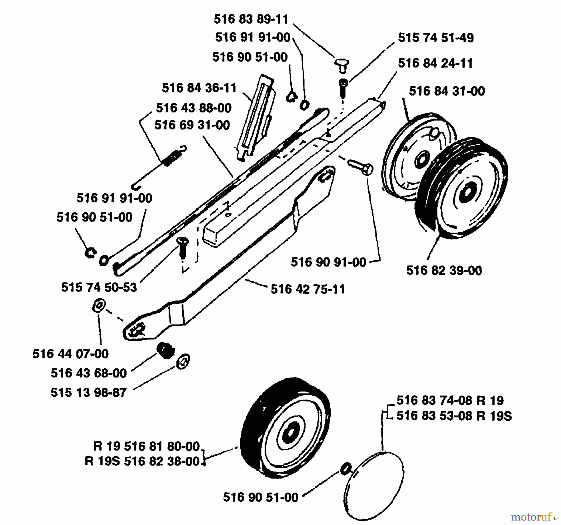  Husqvarna Rasenmäher Royal 19 S - Husqvarna Walk-Behind Mower (1989-01 & After) Wheel Assembly