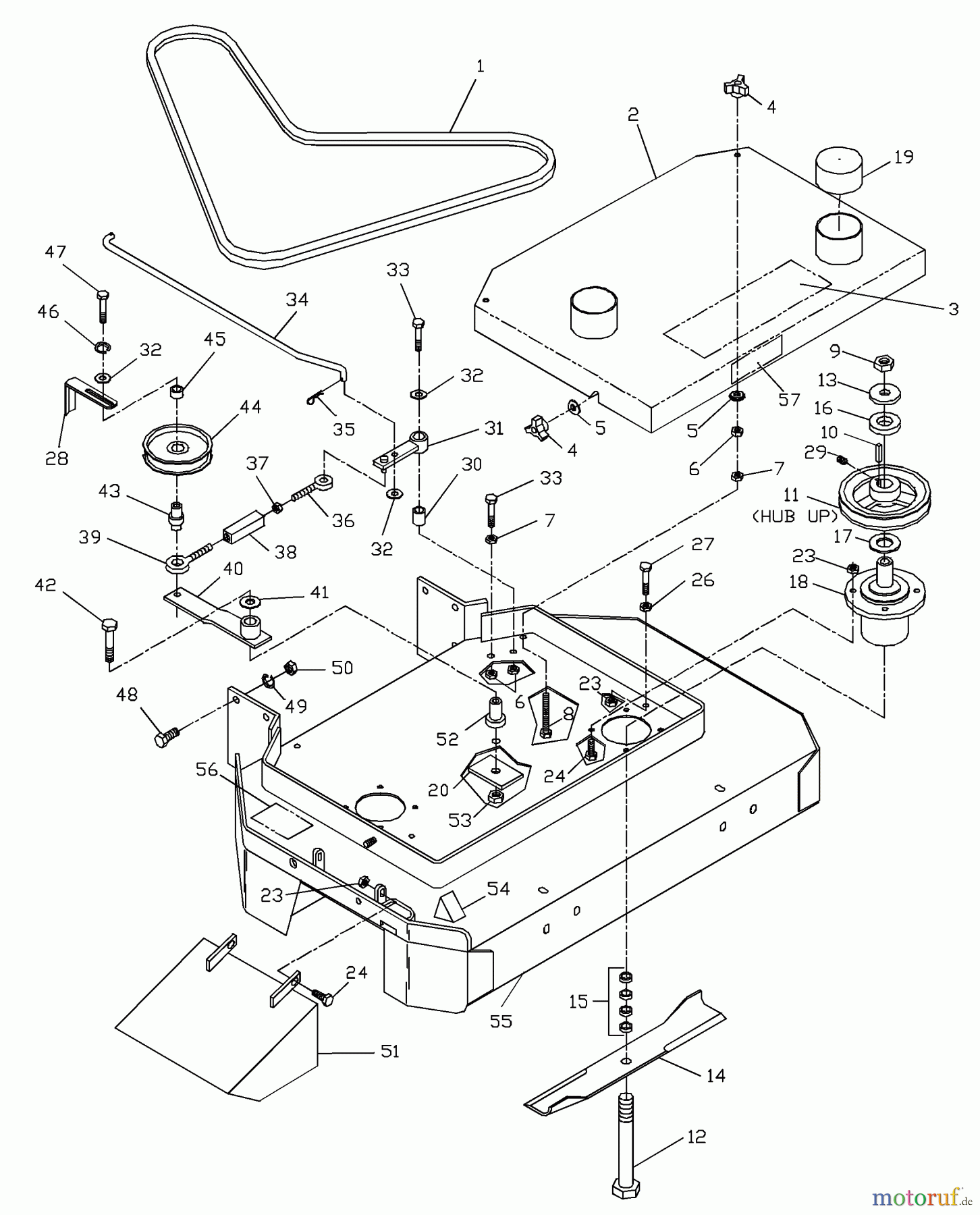  Husqvarna Rasenmäher für Großflächen W 3212A (968999101) - Husqvarna Wide-Area Walk-Behind Mower (2000-02 to 2001-01) Front Deck