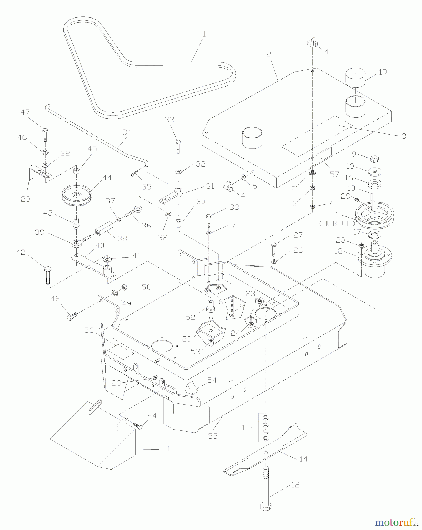 Husqvarna Rasenmäher für Großflächen WG 3613P (968999116) - Husqvarna Wide-Area Walk-Behind Mower (2005-08 to 2008-05) Front Deck Assembly 32