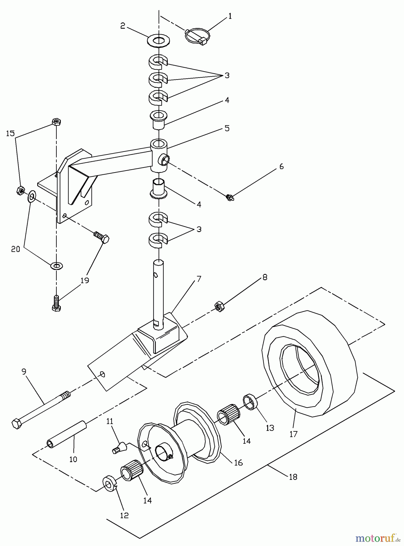  Husqvarna Rasenmäher für Großflächen WH 3614A (968999105) - Husqvarna Wide-Area Walk-Behind Mower (2000-06 to 2001-01) Front Caster