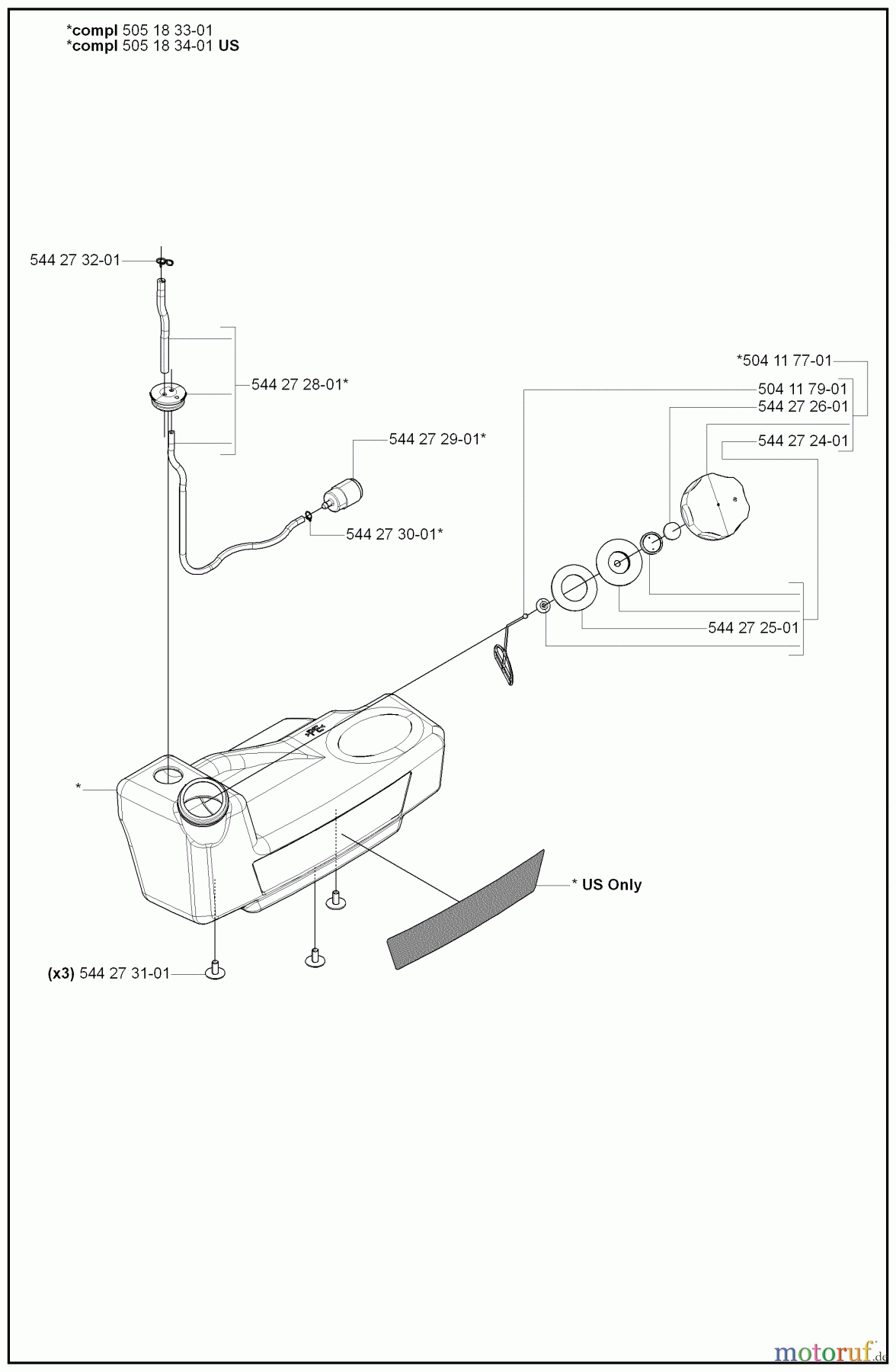  Husqvarna Bläser / Sauger / Häcksler / Mulchgeräte 180 BF - Husqvarna Backpack Blower (2008-02 to 2008-09) Fuel Tank