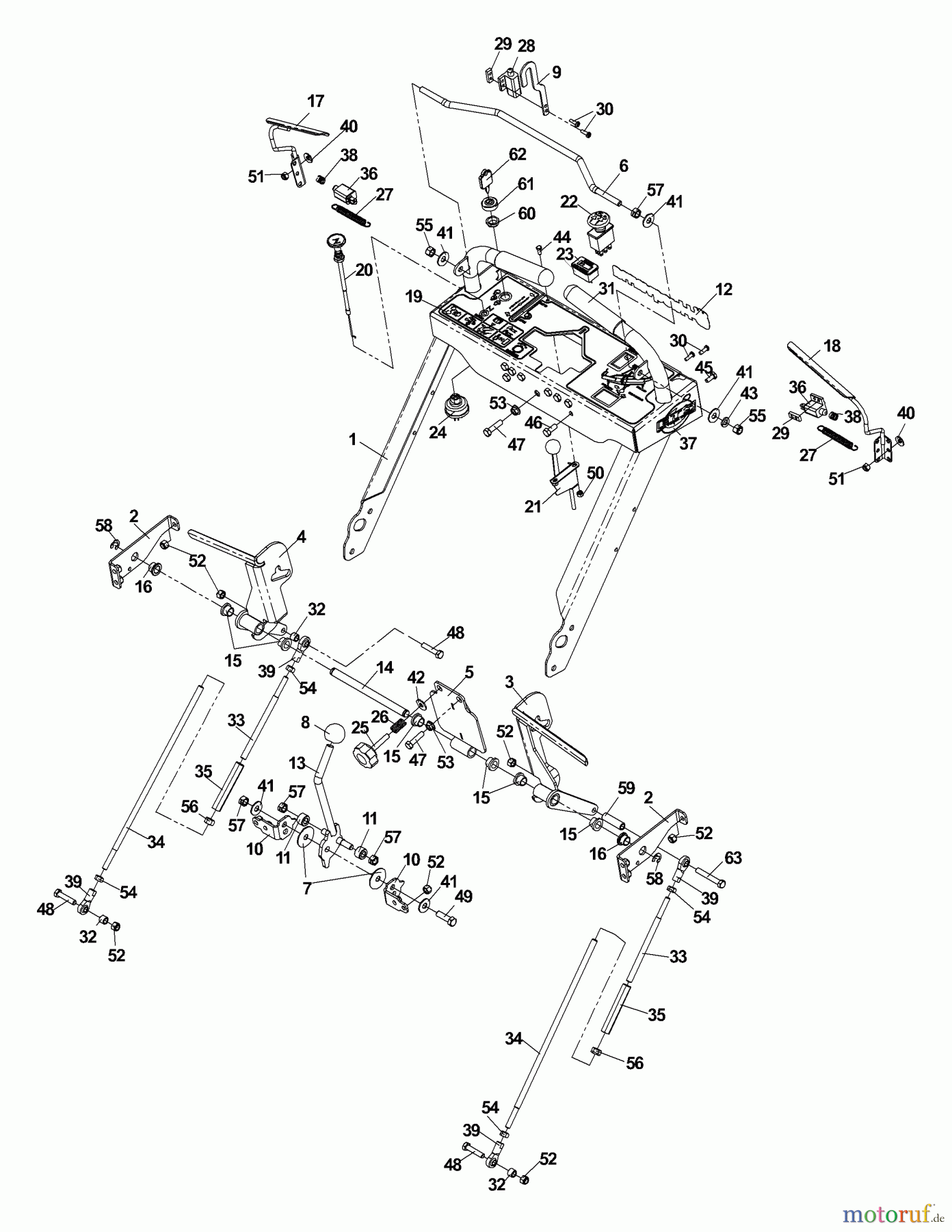 Husqvarna Rasenmäher für Großflächen WH 4817EFQ (968999252) - Husqvarna Wide-Area Walk-Behind Mower (2005-08 to 2006-11) Handle Assembly