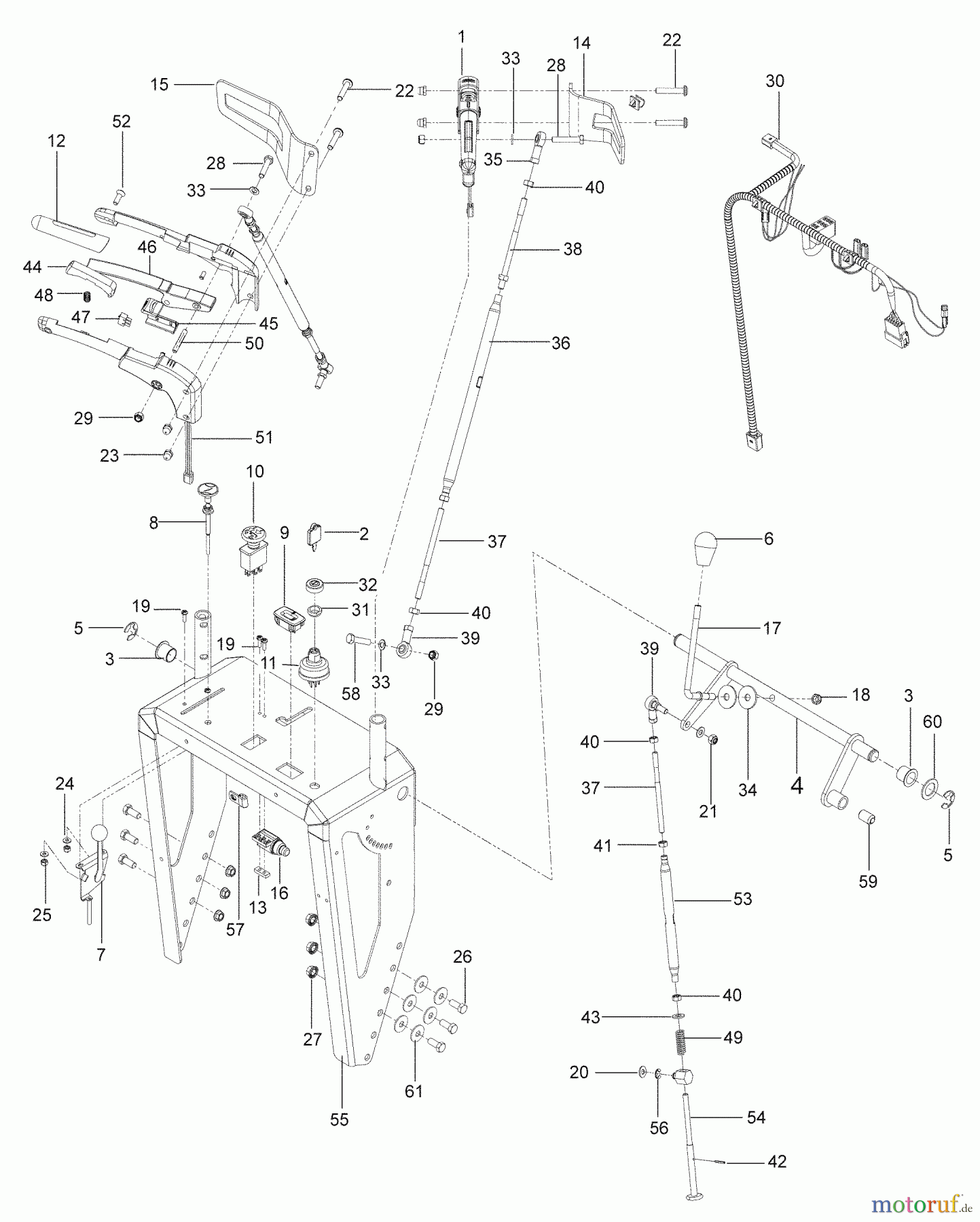 Husqvarna Rasenmäher für Großflächen WHF 5223 (966947006) - Husqvarna Wide-Area Walk-Behind Mower (2009-09 & After) Handle And Controls