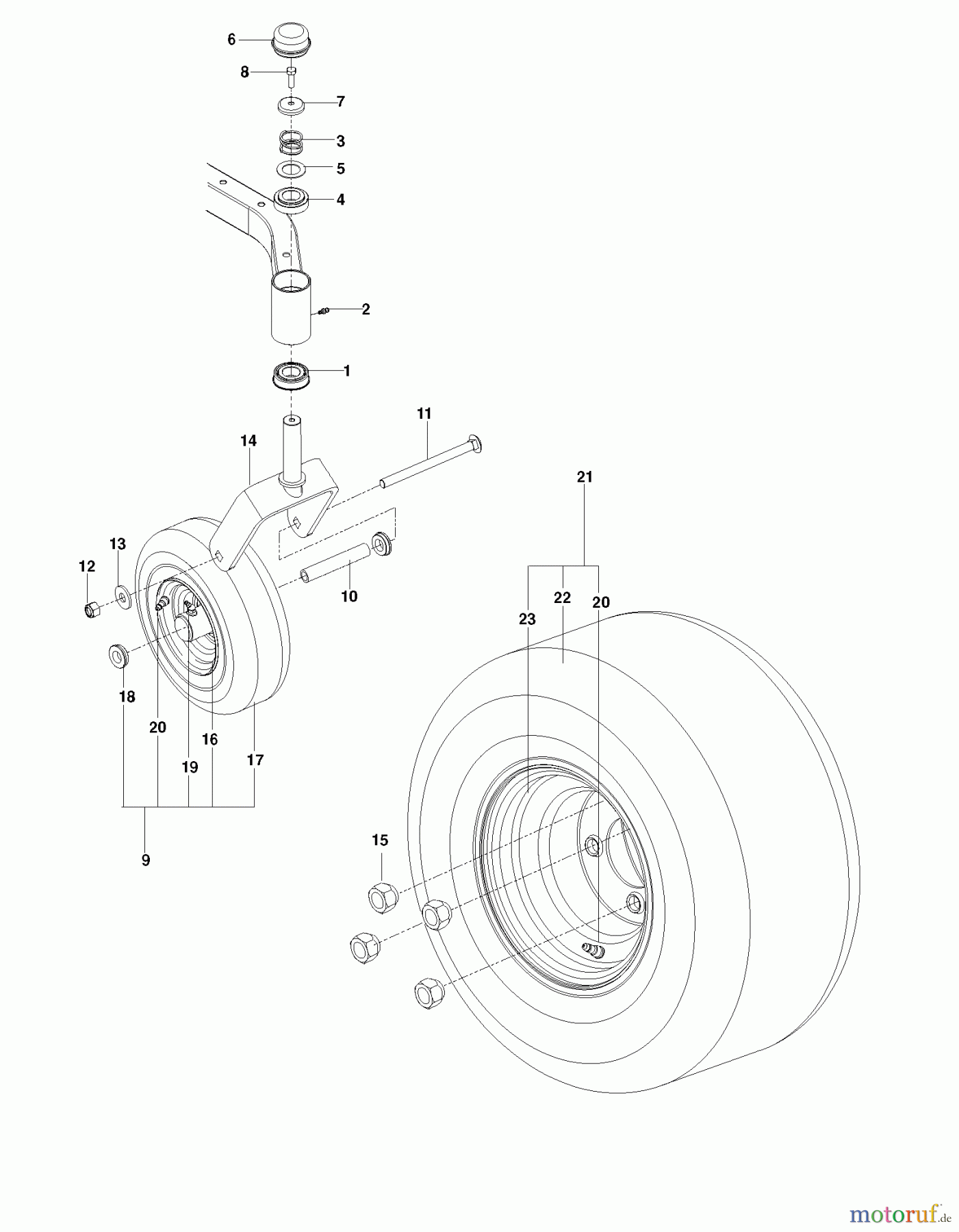  Husqvarna Nullwendekreismäher, Zero-Turn EZ 4824TF BF (966659502) - Husqvarna Zero-Turn Mower (2012-06 & After) WHEELS TIRES