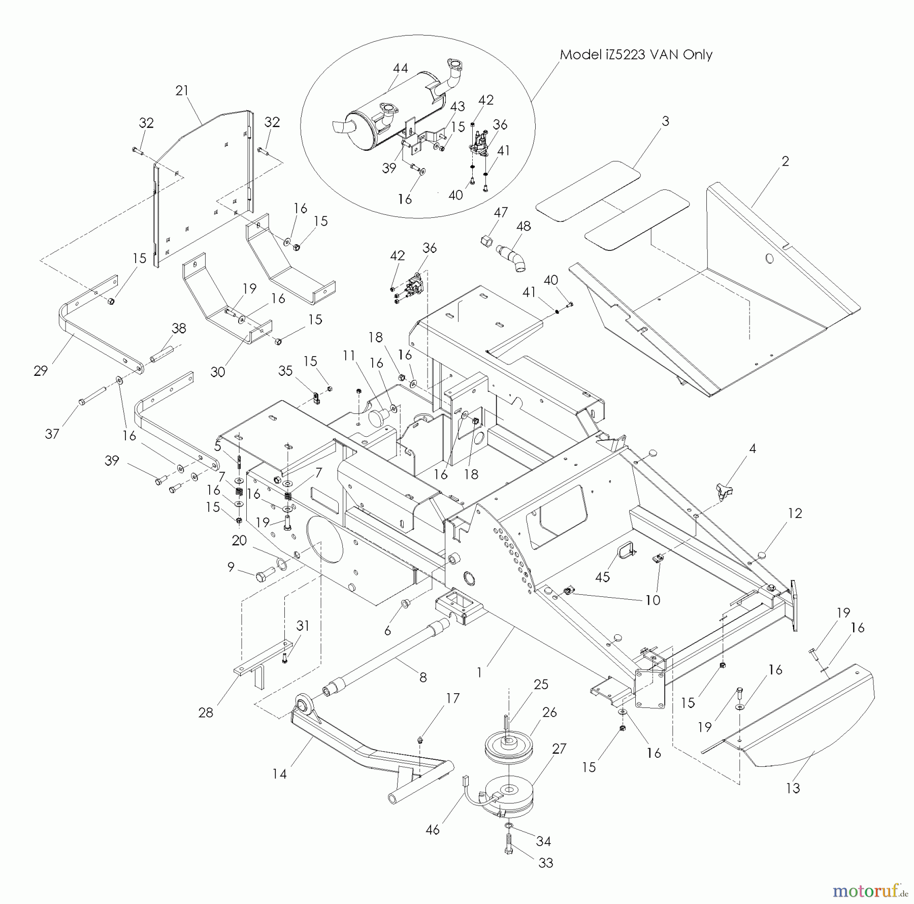 Husqvarna Nullwendekreismäher, Zero-Turn iZ 25 (968999672) - Husqvarna Zero-Turn Mower (2007-09 & After) Chassis / Frame