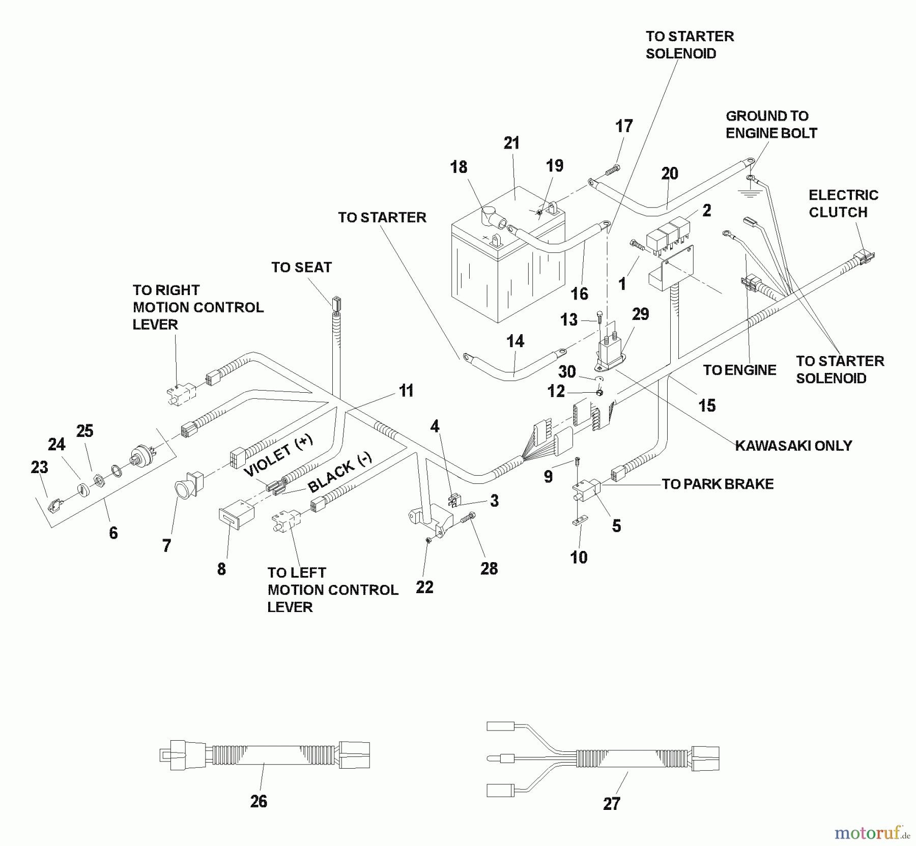  Husqvarna Nullwendekreismäher, Zero-Turn iZ 4217 SKAA (968999229) - Husqvarna Zero-Turn Mower (2004-09 & After) (SN: 033600000 & Up) Wiring Assembly