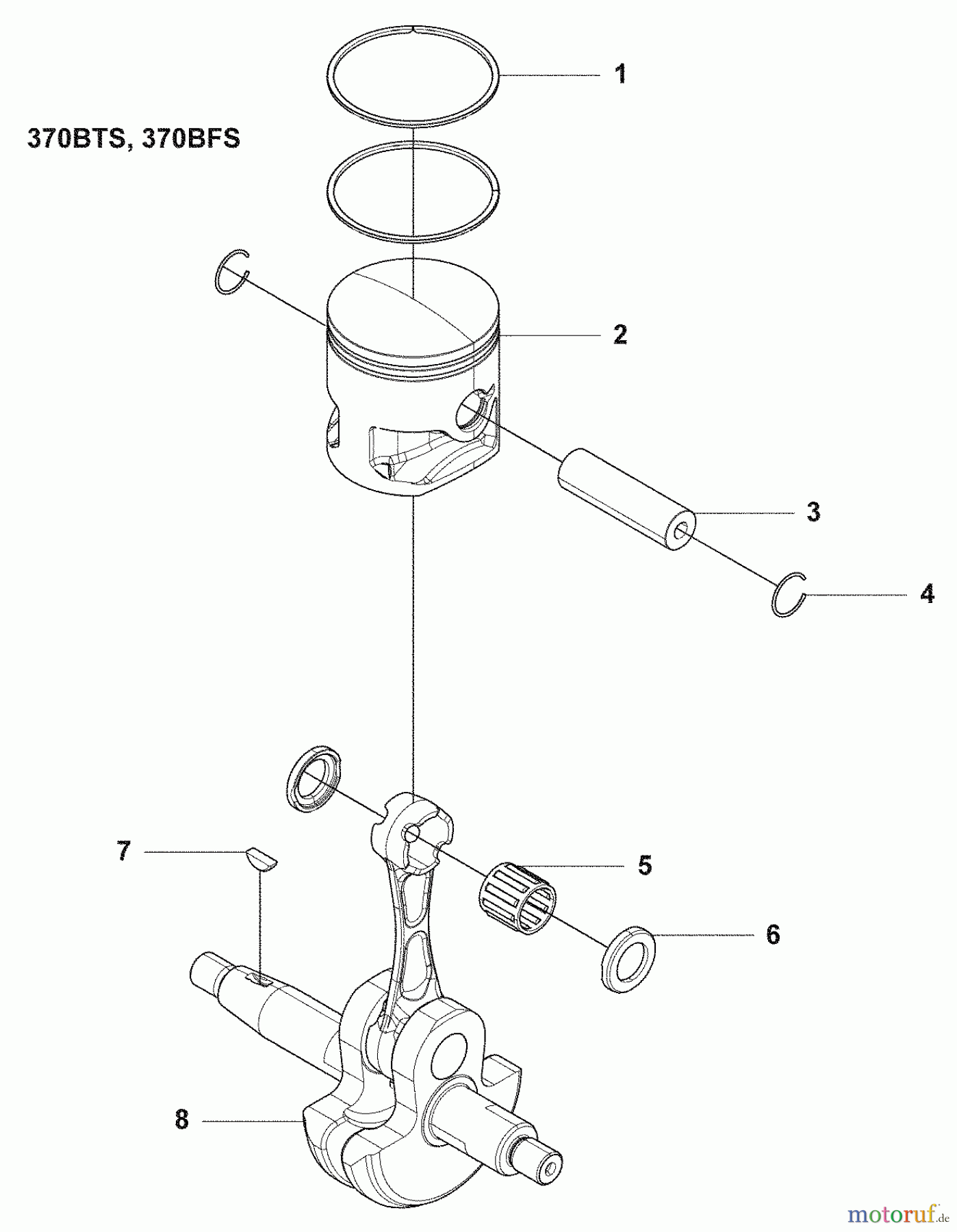  Husqvarna Bläser / Sauger / Häcksler / Mulchgeräte 370 BFS - Husqvarna Backpack Blower (2009-03 & After) Piston / Crankshaft