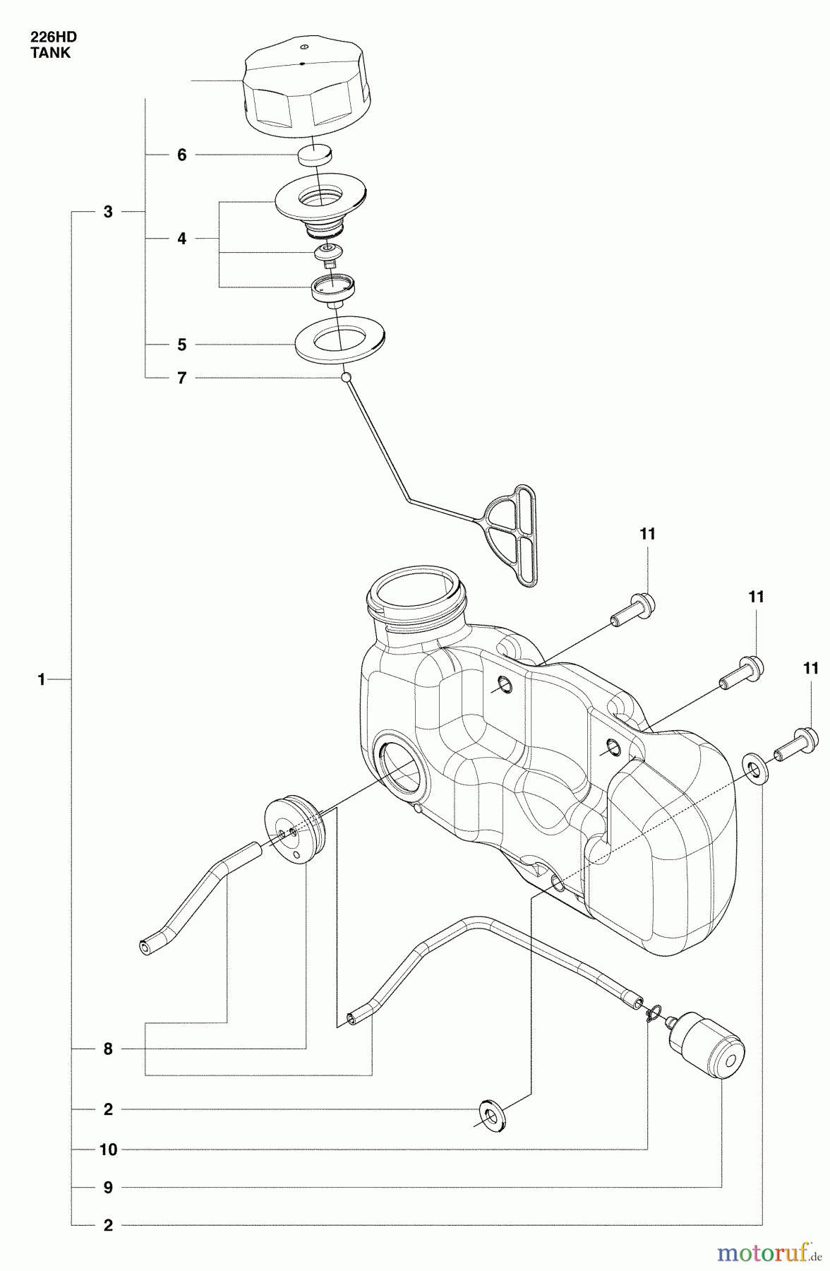  Husqvarna Heckenscheren 226 HD 60 S - Husqvarna Hedge Trimmer (2009-01 & After) Fuel Tank