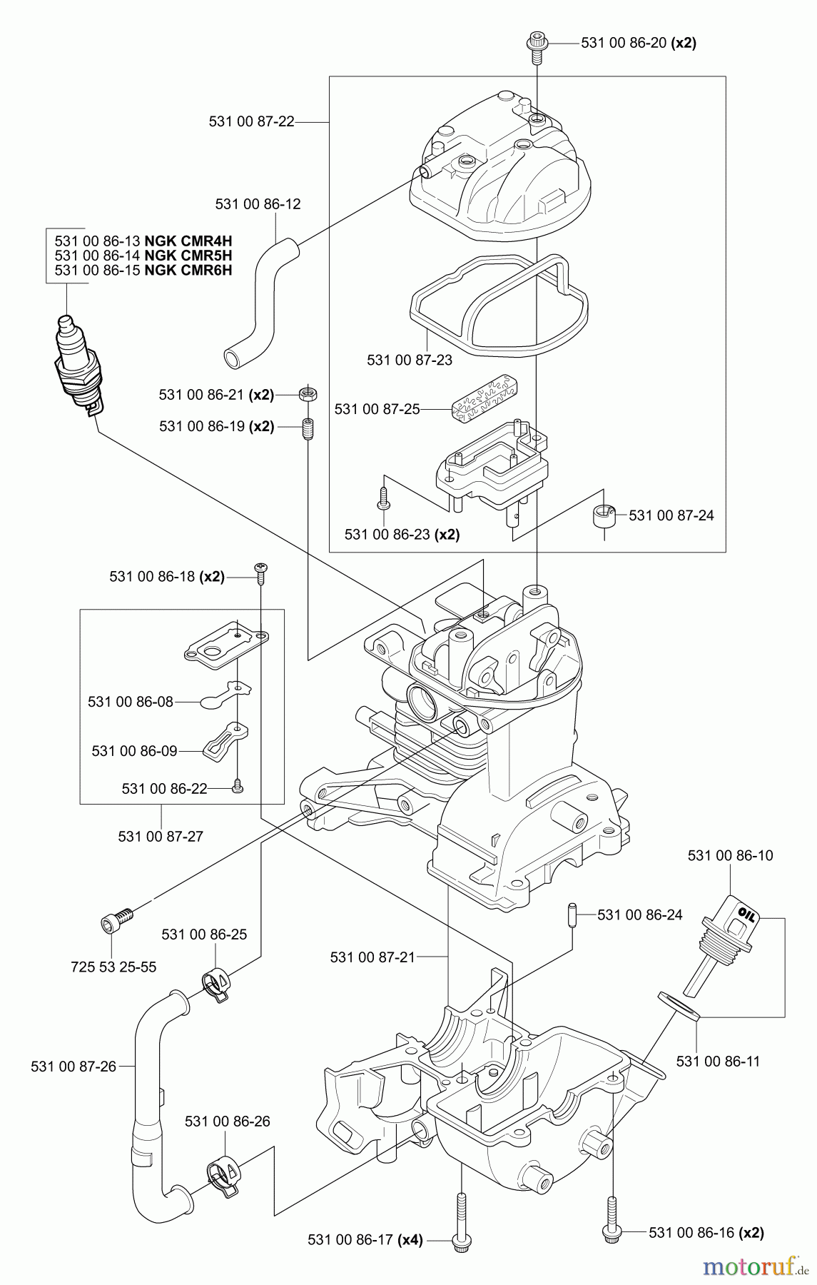  Husqvarna Heckenscheren 324 HDA 55X - Husqvarna Hedge Trimmer (2004-05 to 2005-08) Crankcase/Cylinder