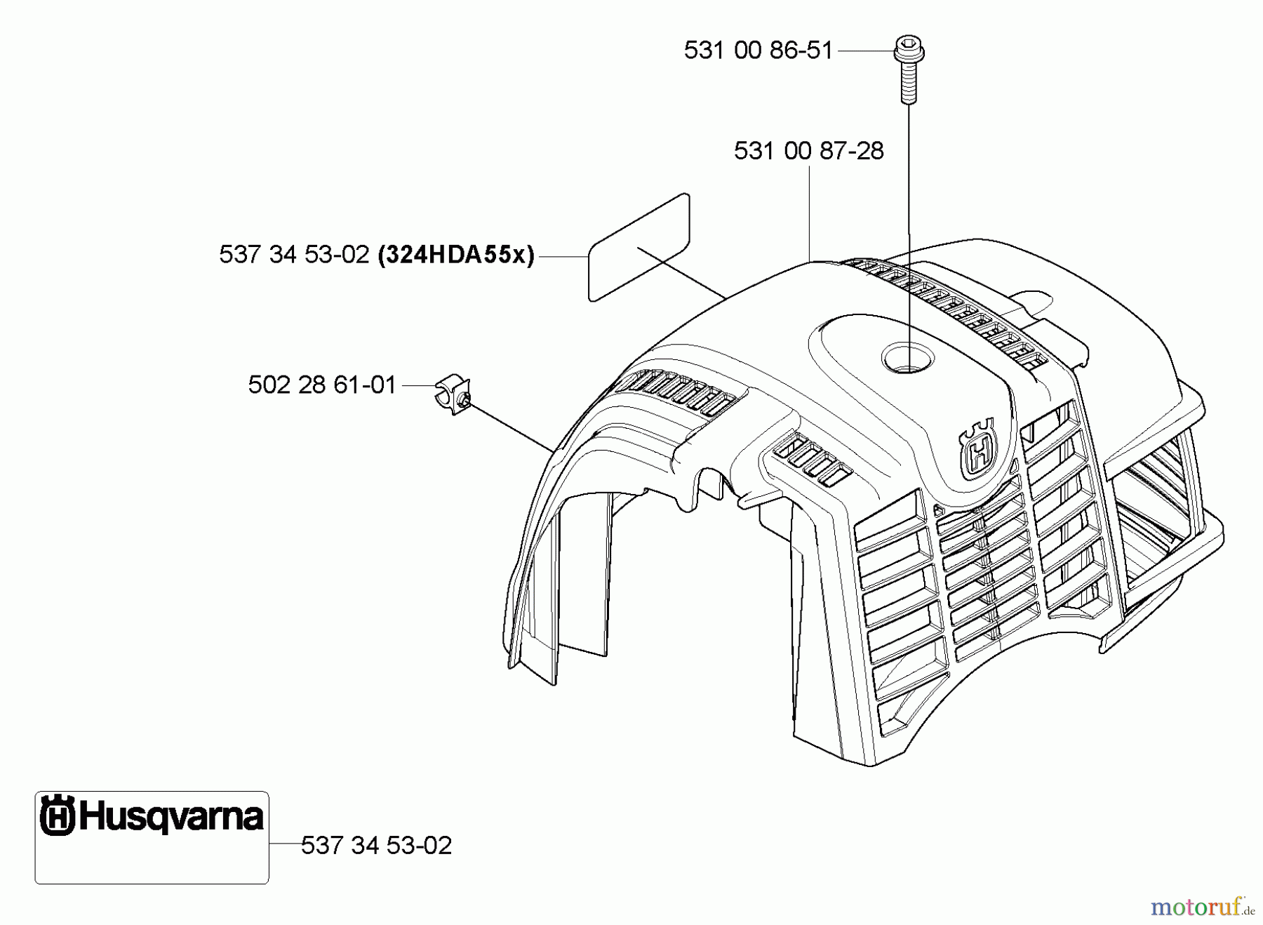 Husqvarna Heckenscheren 324 HDA 55X - Husqvarna Hedge Trimmer (2005-09 & After) Top Cover