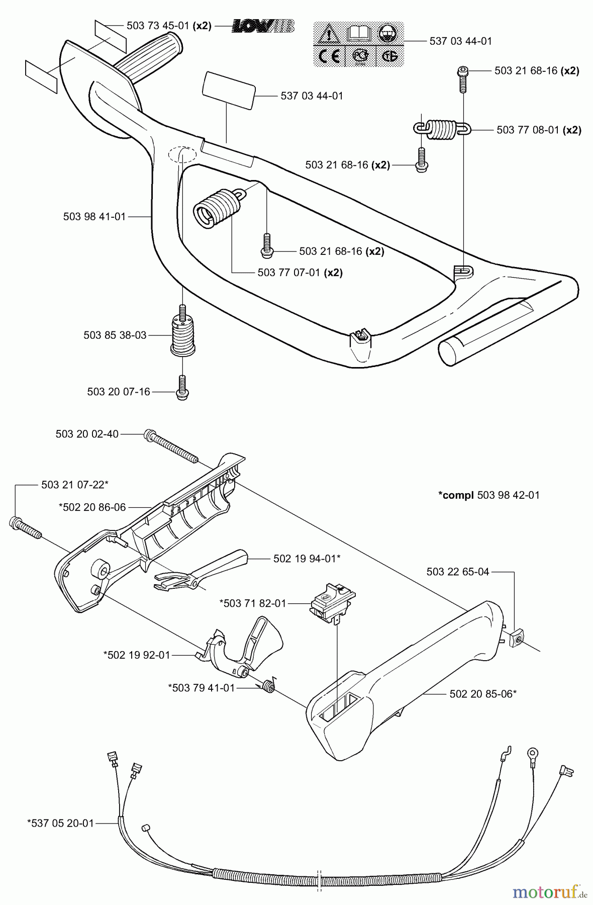  Husqvarna Heckenscheren 325 HS 75 - Husqvarna Hedge Trimmer (2000-10 & After) Handle & Throttle