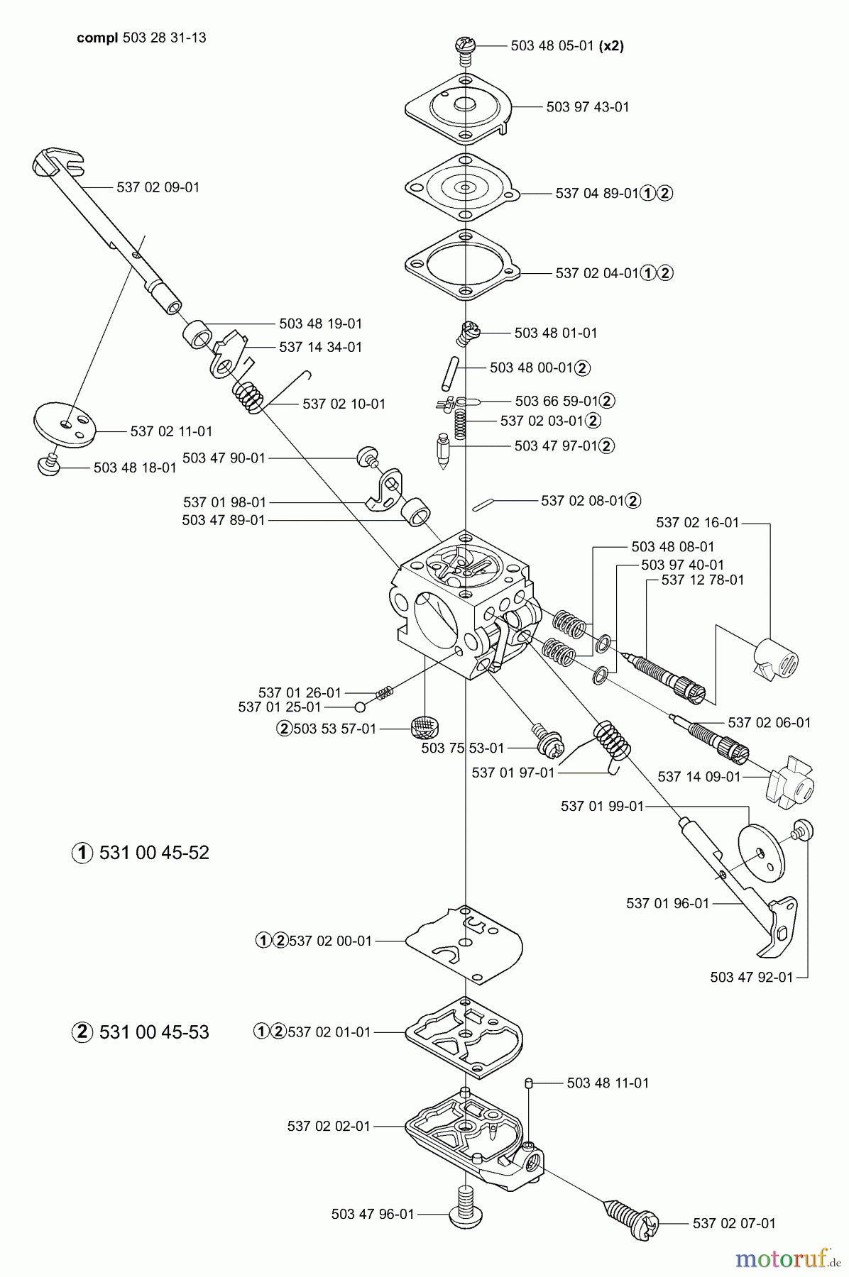  Husqvarna Zubehör HA 850 - Husqvarna Hedge Trimmer Attachment (2004-01 to 2005-08) Carburetor Parts (Zama C1Q-EL14)