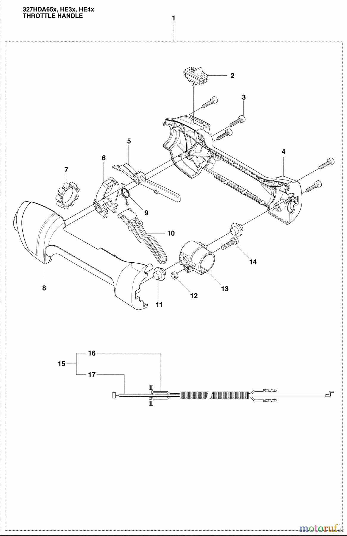  Husqvarna Heckenscheren 327 HE 4X - Husqvarna Hedge Trimmer (2009-04 & After) Throttle Handle