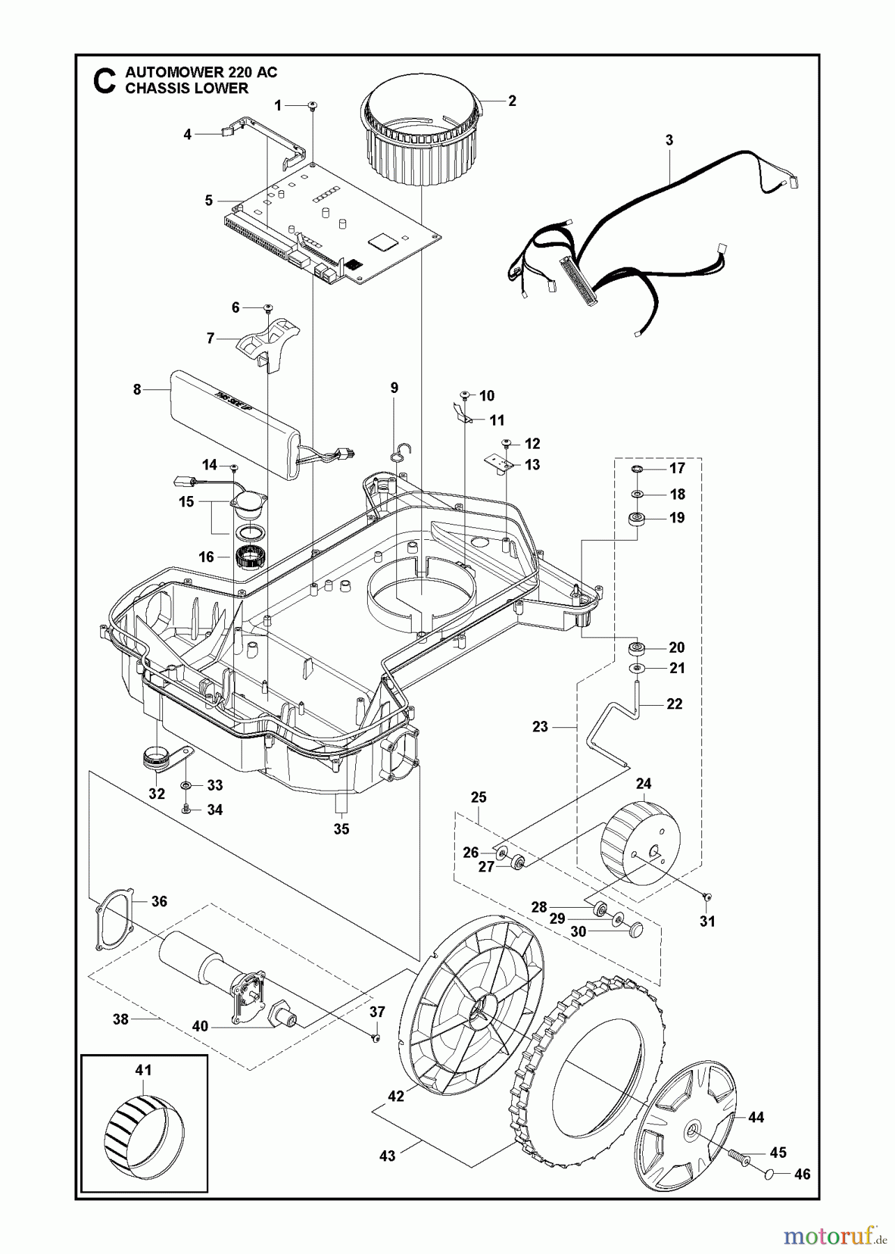  Husqvarna Automower, Mähroboter 220 AC - Husqvarna Auto Mower (2013-01 & After) CHASSIS LOWER