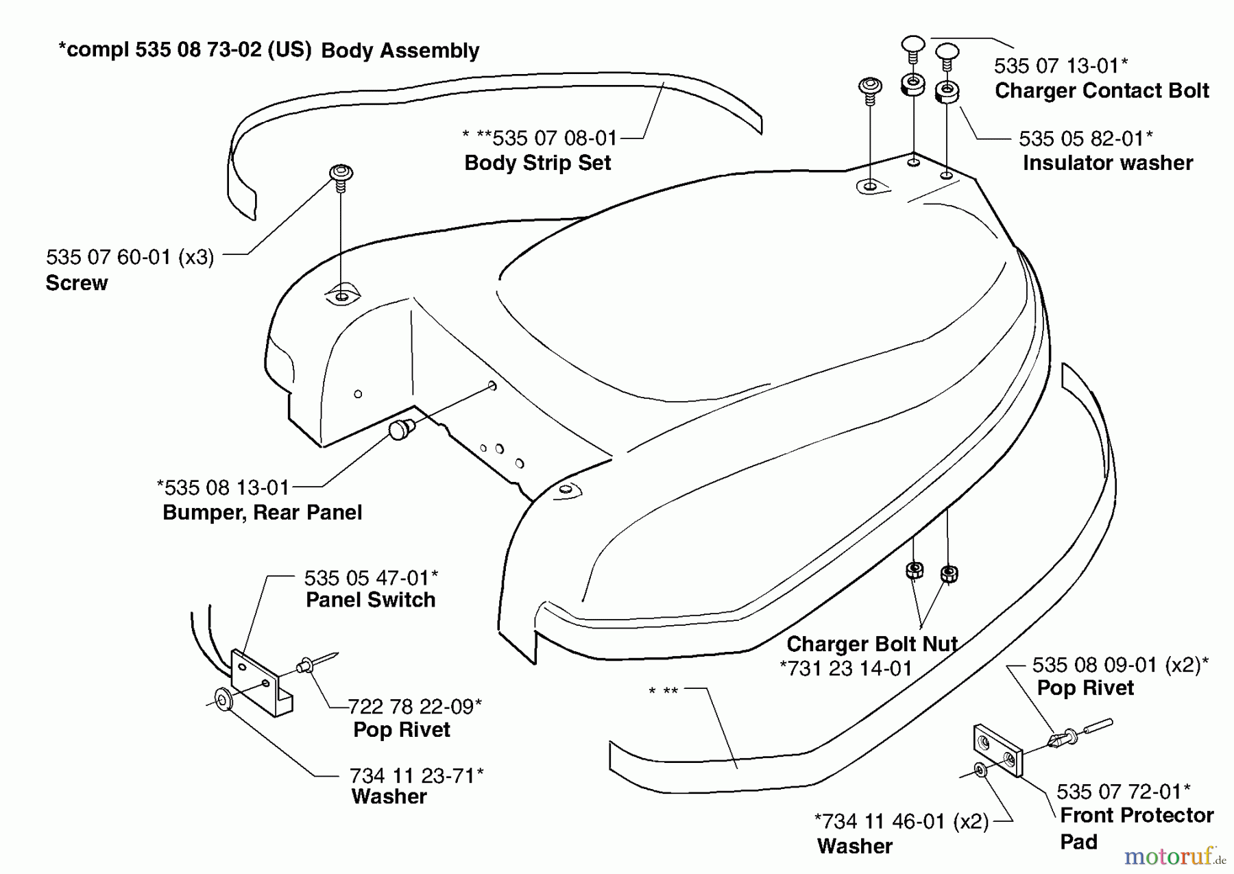  Husqvarna Automower, Mähroboter Husqvarna Auto Mower (2000-02 to 2000-09) Body Assembly