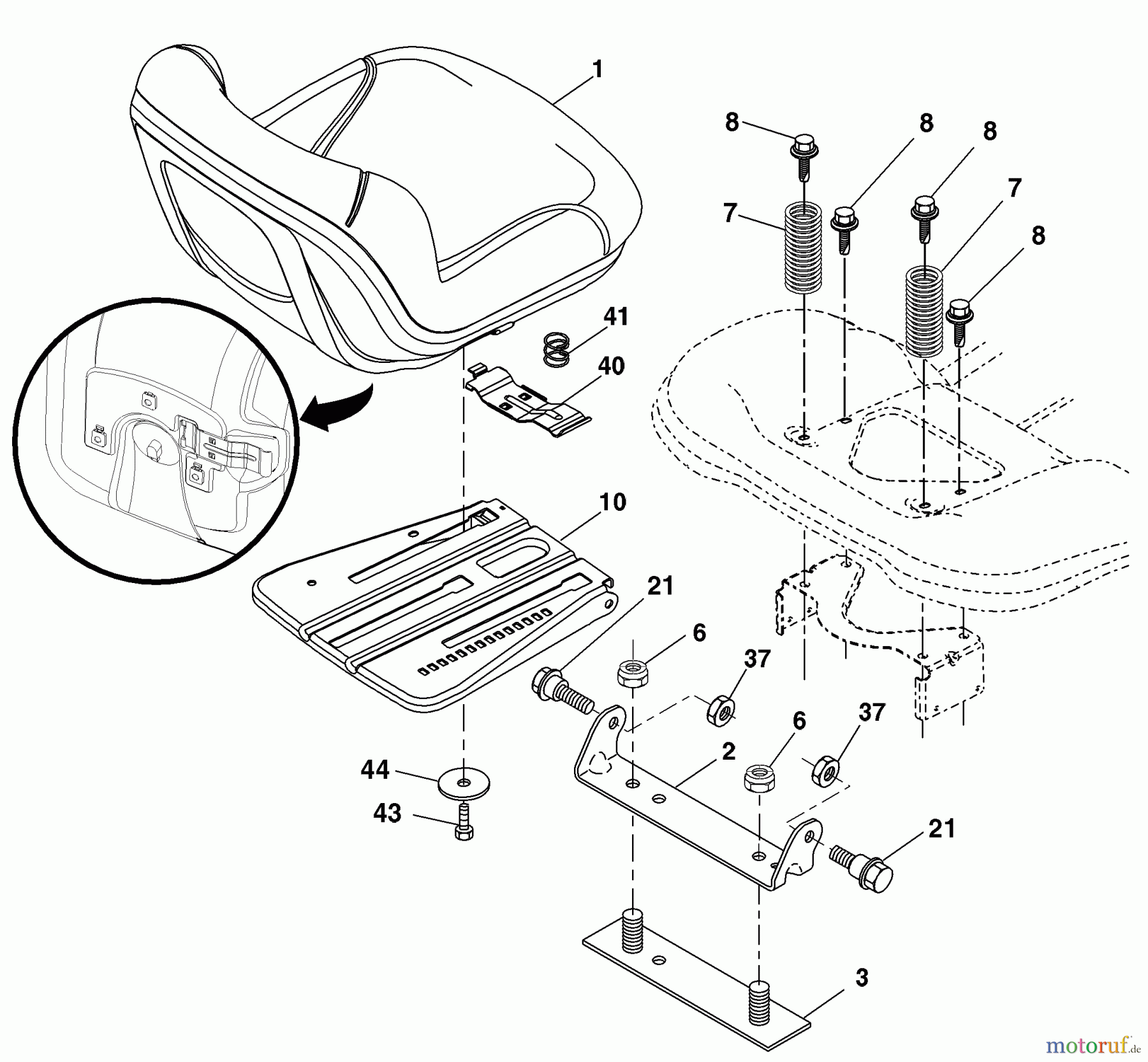  Husqvarna Rasen und Garten Traktoren 2042LS (96043004200) - Husqvarna Lawn Tractor (2008-01 & After) Seat Assembly