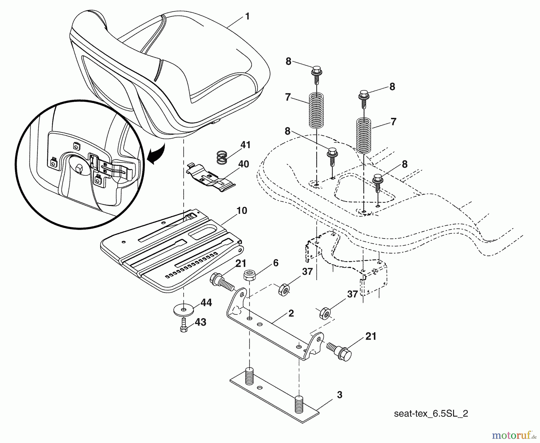 Husqvarna Rasen und Garten Traktoren 2146XLS (96043007900) - Husqvarna Lawn Tractor (2008-12 & After) Seat