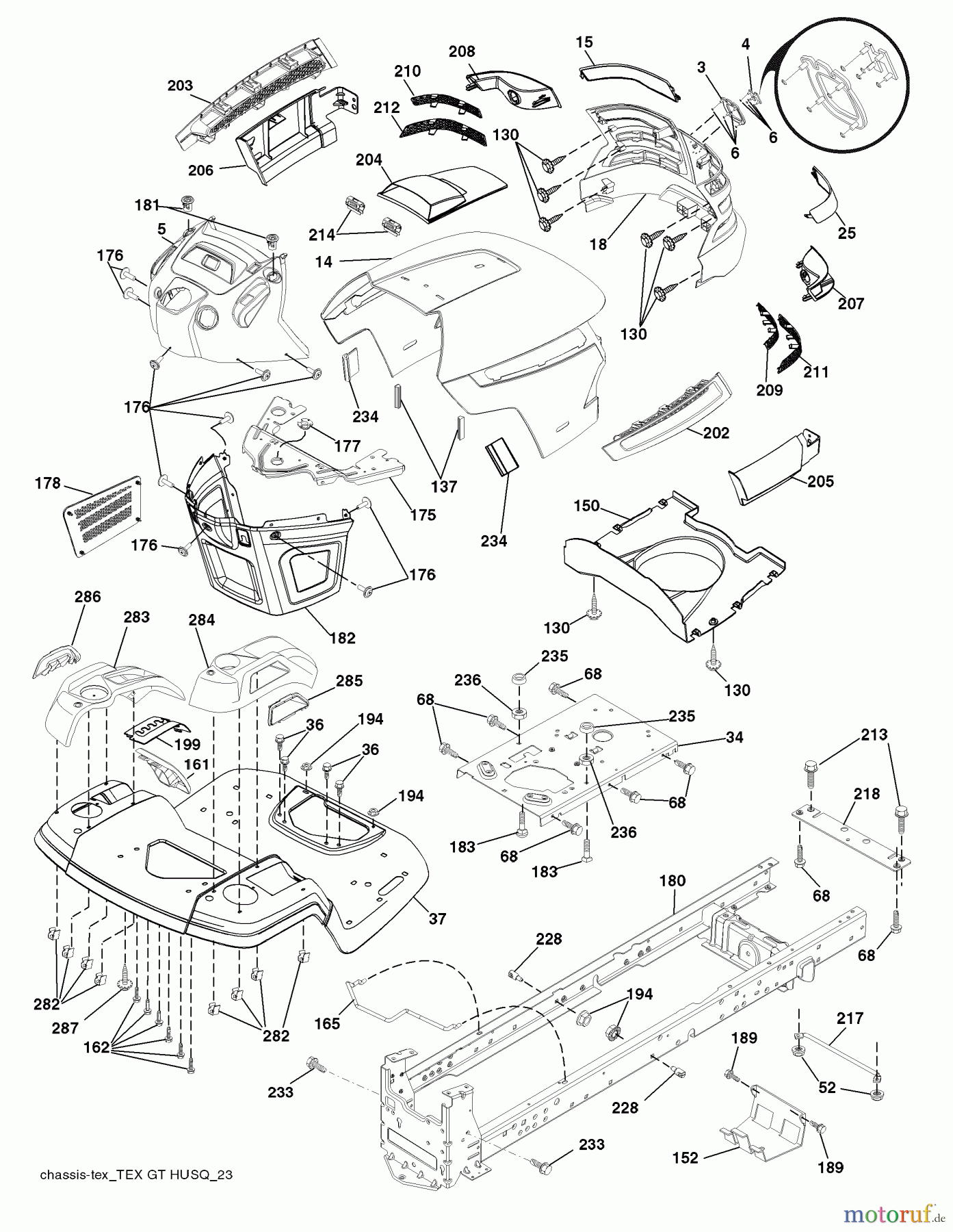  Husqvarna Rasen und Garten Traktoren 2348LS (96043004900) - Husqvarna Lawn Tractor (2008-03 & After) (California) Chassis