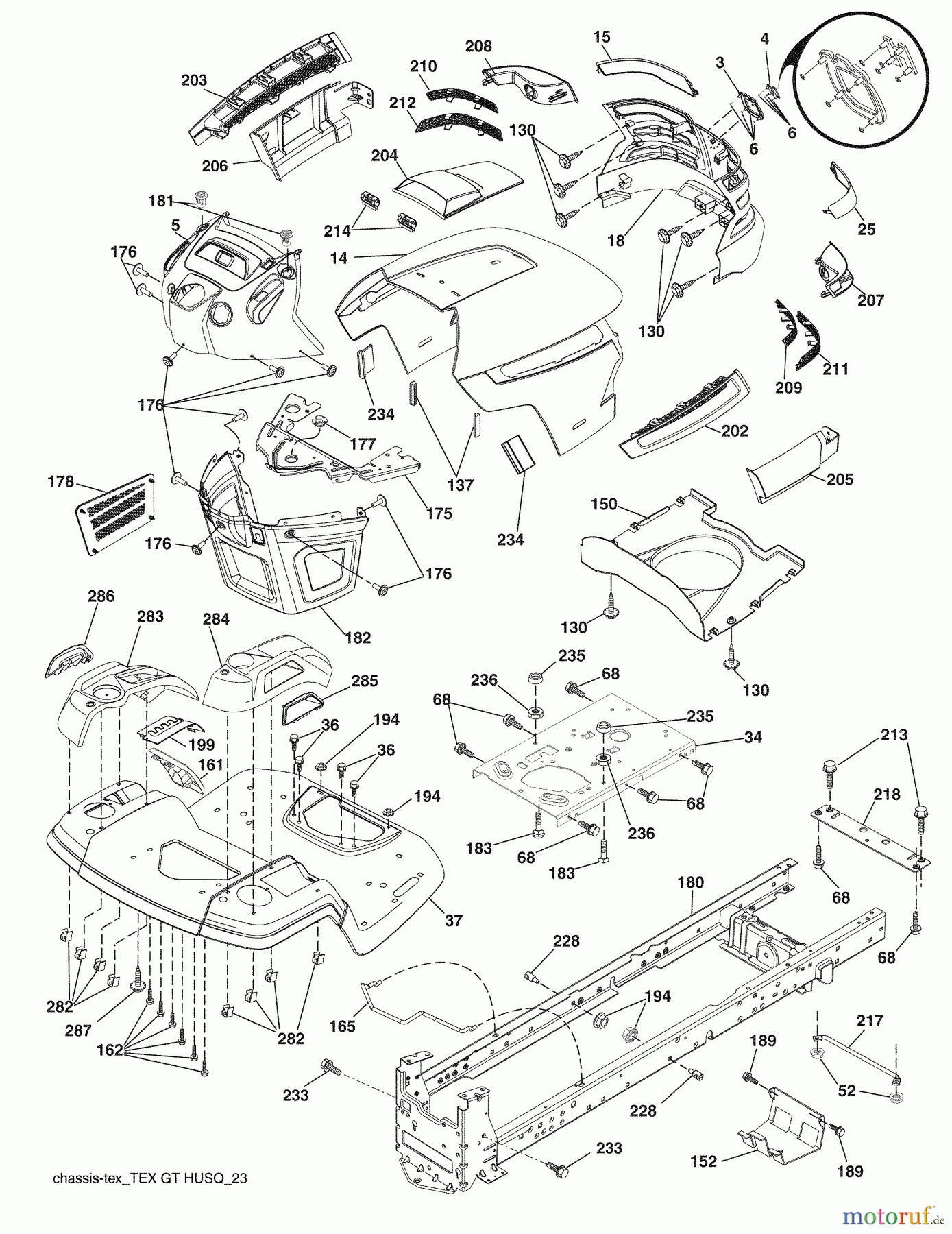 Husqvarna Rasen und Garten Traktoren 2348LS (96043006400) - Husqvarna Lawn Tractor (2008-11 & After) Chassis