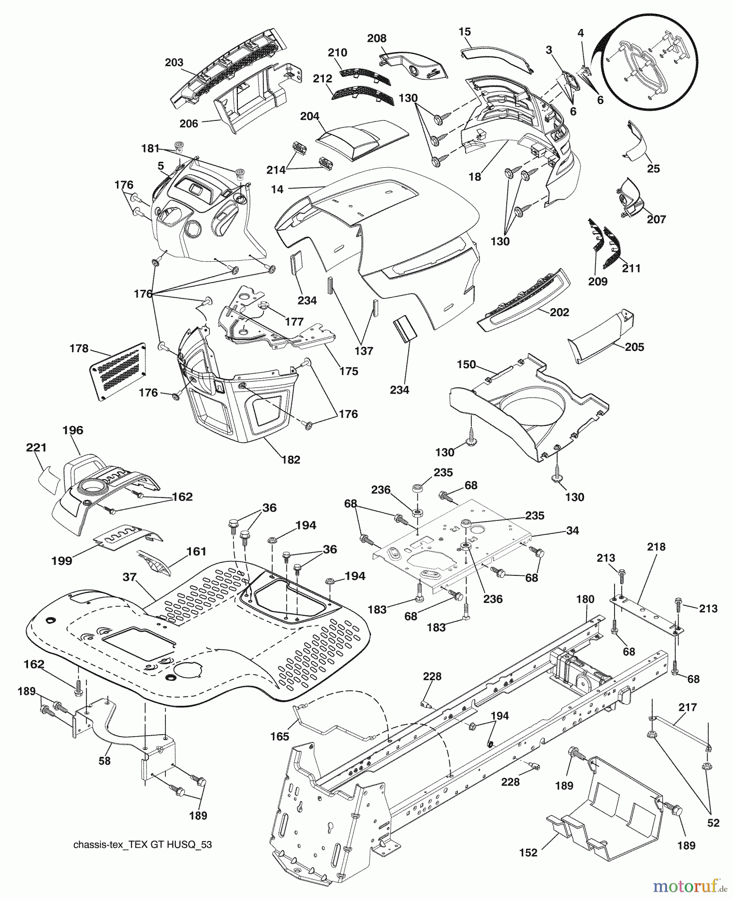 Husqvarna Rasen und Garten Traktoren 2748GLS (96043007800) - Husqvarna Lawn Tractor (2008-12 & After) (California) Chassis