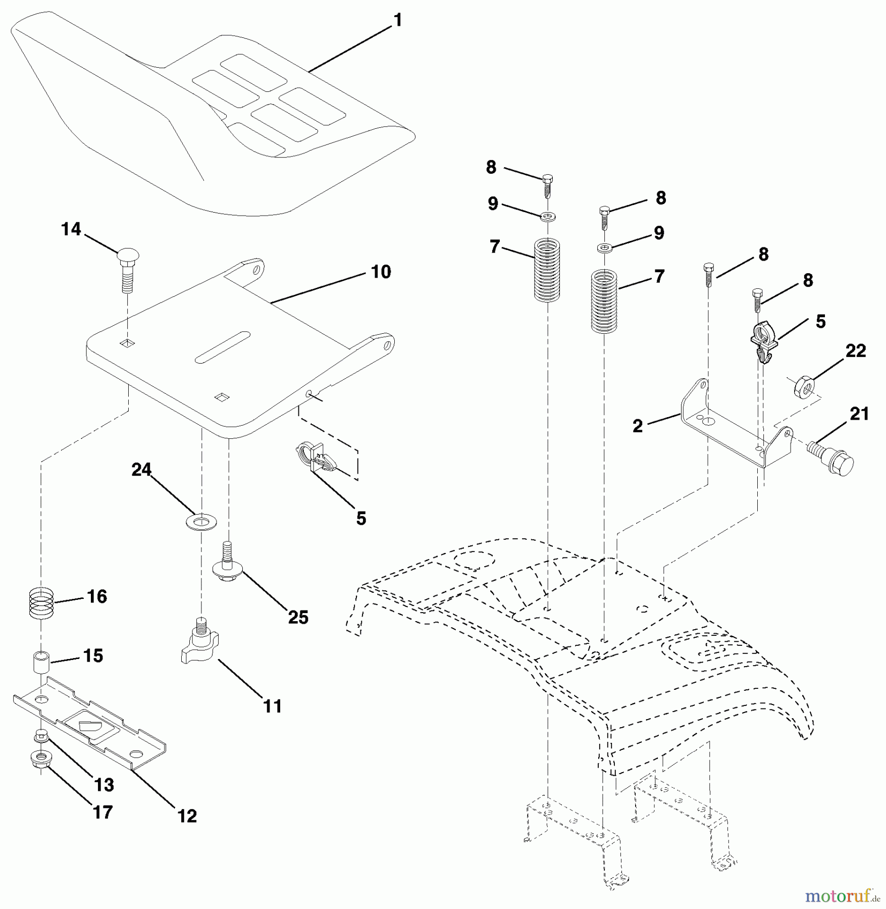 Husqvarna Rasen und Garten Traktoren CT 130 (954170017) (HECT130C) - Husqvarna Lawn Tractor (2000-02 to 2001-07) Seat Assembly