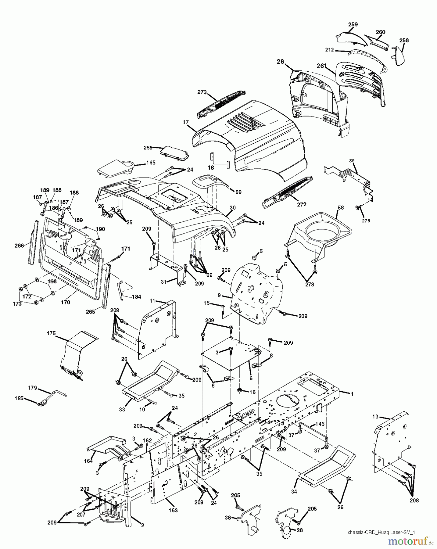Husqvarna Rasen und Garten Traktoren CT 131 (96061022206) - Husqvarna Lawn Tractor (2011-09 & After) CHASSIS ENCLOSURES