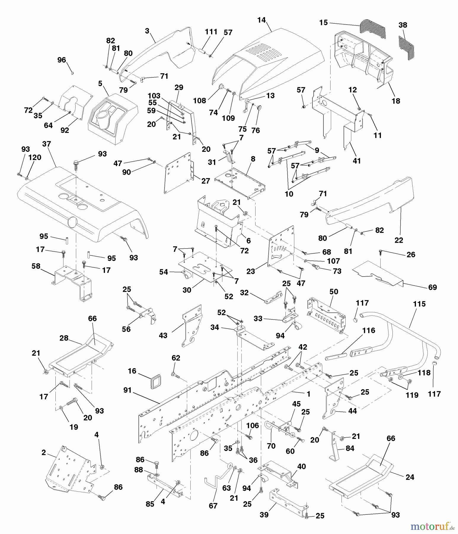 Husqvarna Rasen und Garten Traktoren GT 200 (954001112A) - Husqvarna Garden Tractor (1994-07 & After) Chassis And Enclosures