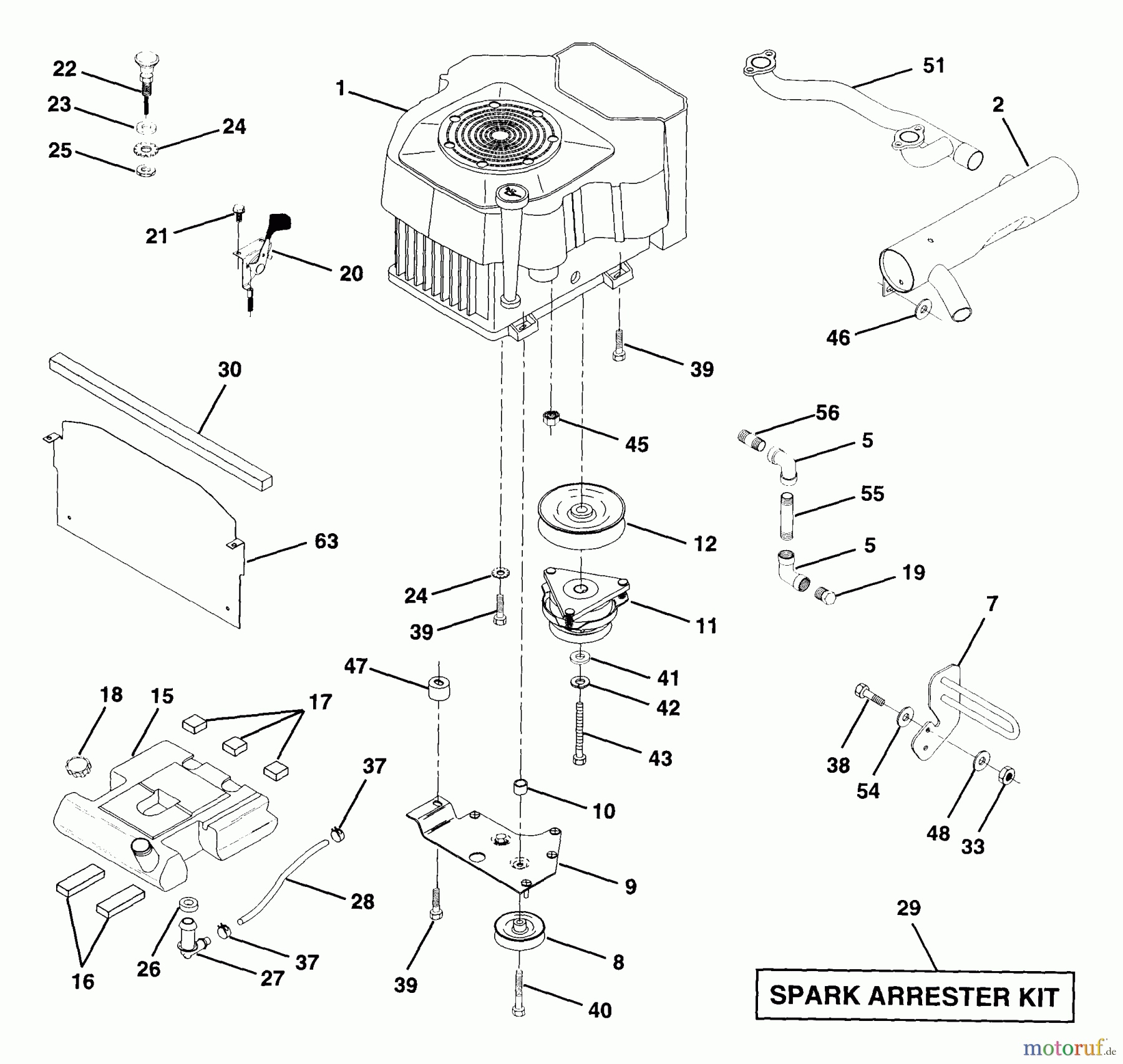Husqvarna Rasen und Garten Traktoren GT 200 (954002012A) - Husqvarna Garden Tractor (1995-06 & After) Engine