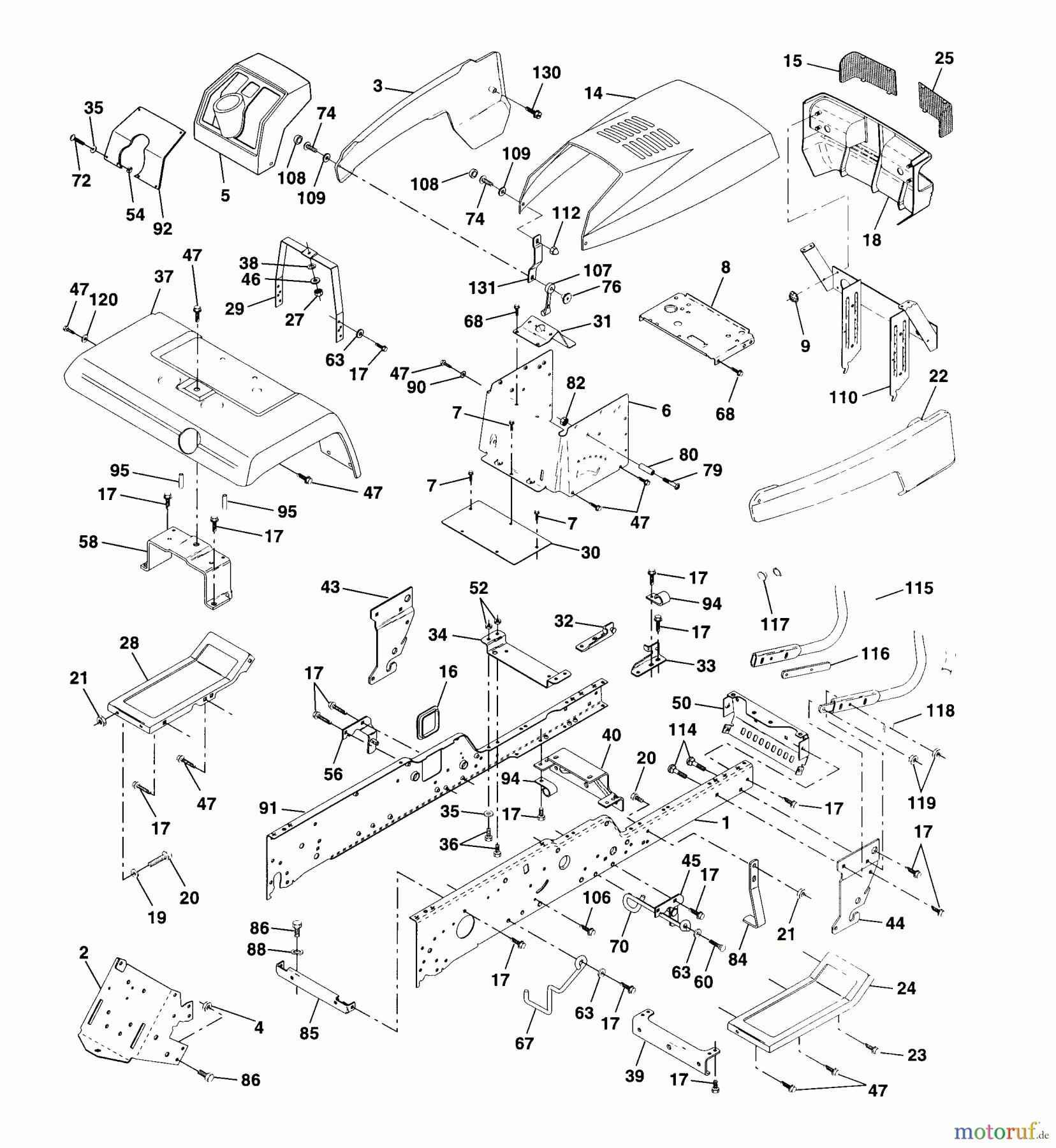 Husqvarna Rasen und Garten Traktoren GT 200 (954830156A) - Husqvarna Garden Tractor (1995-08 & After) Chassis And Enclosures
