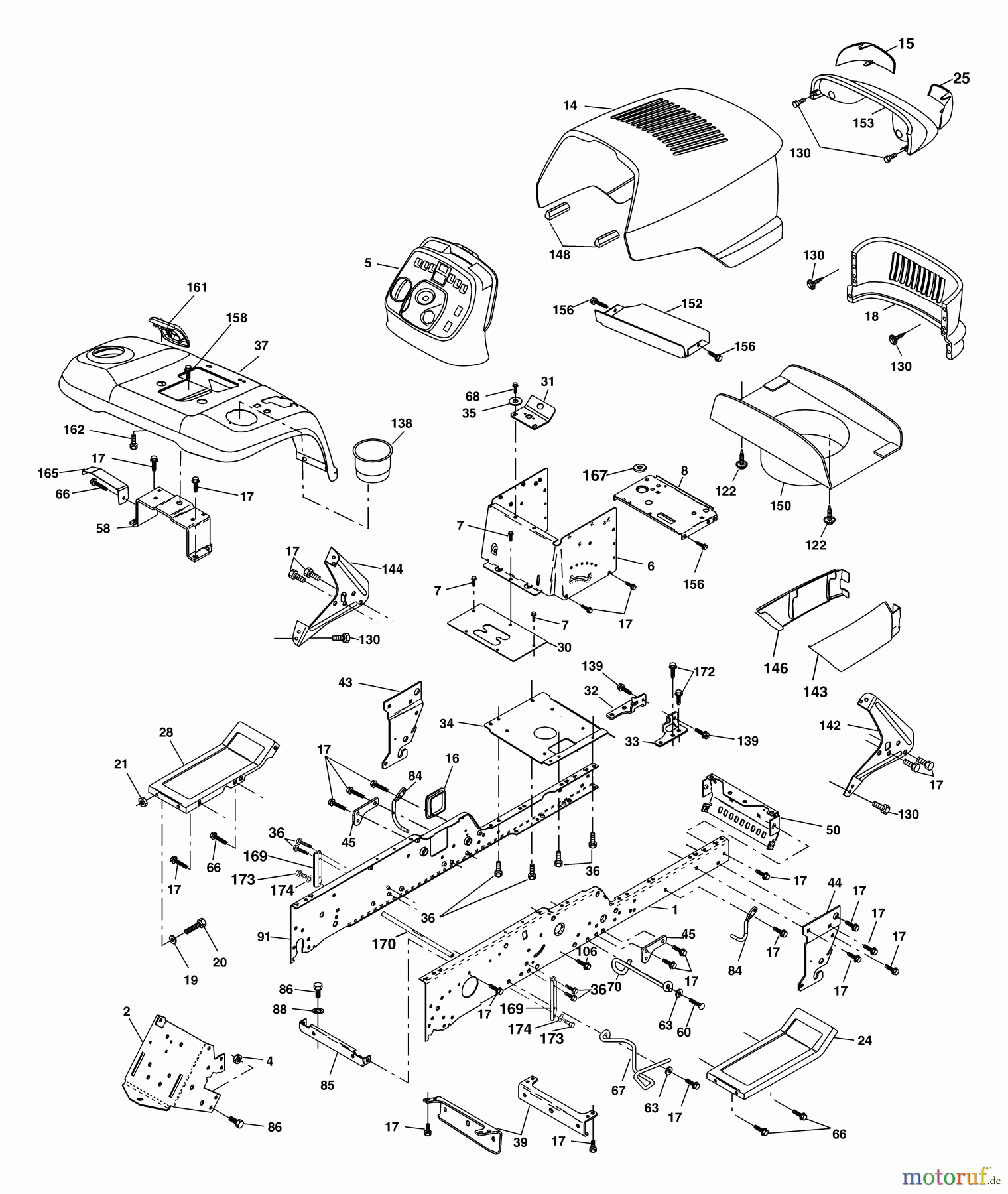 Husqvarna Rasen und Garten Traktoren GT 2254 (96023000500) - Husqvarna Garden Tractor (2005-05 & After) Chassis And Enclosures