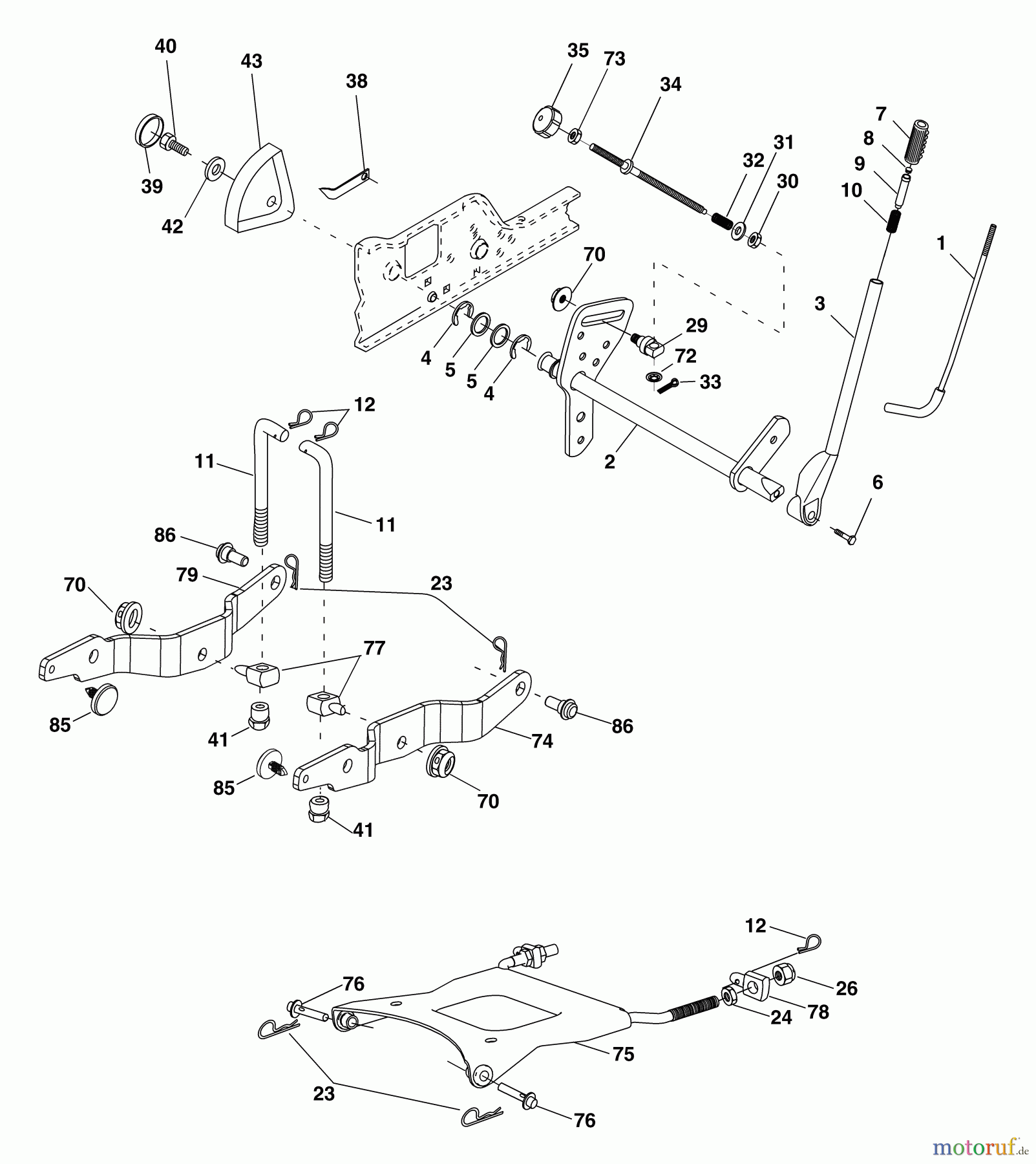 Husqvarna Rasen und Garten Traktoren GT 2254 (96023000500) - Husqvarna Garden Tractor (2005-05 & After) Lift Assembly