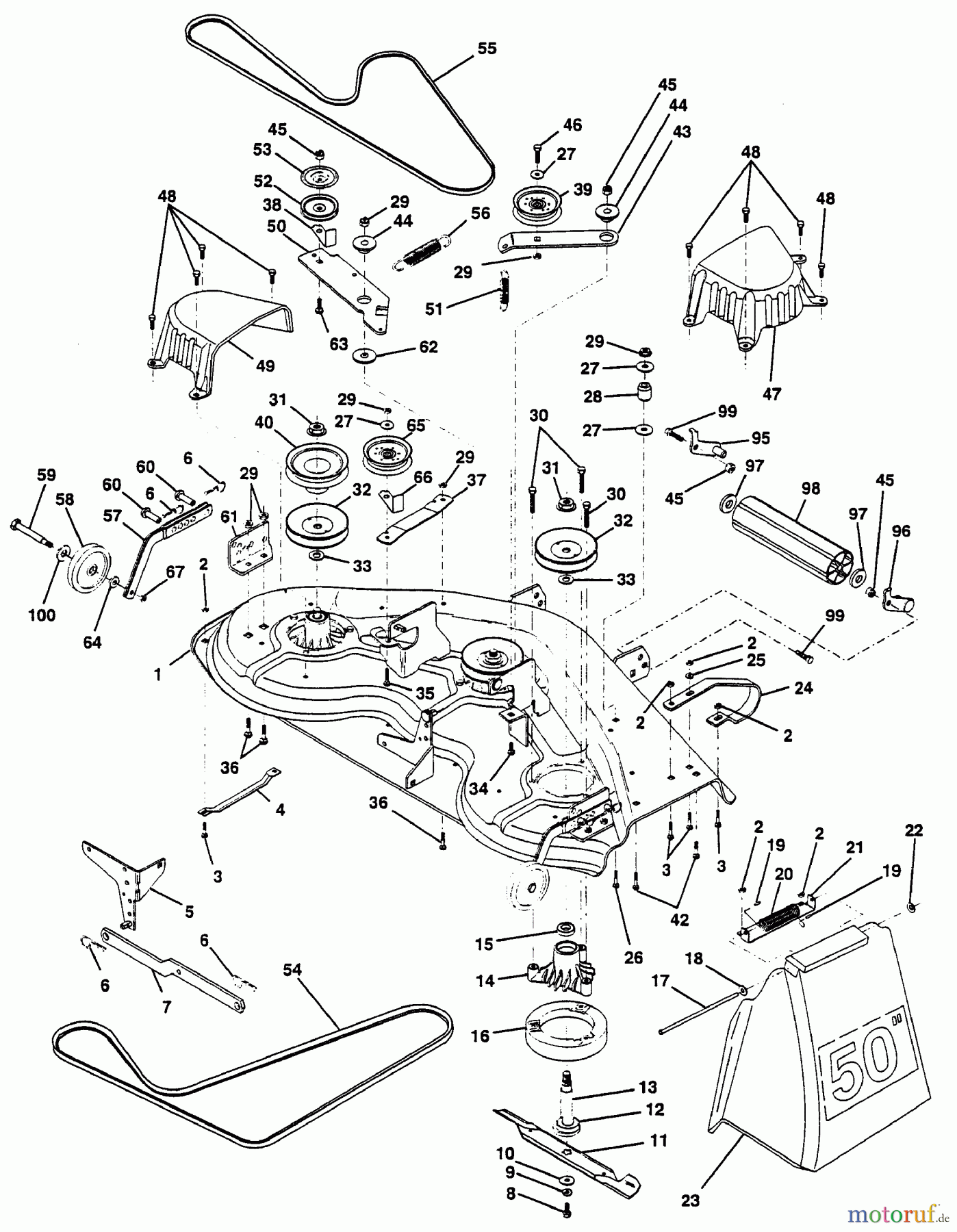 Husqvarna Rasen und Garten Traktoren GTH 200 (954000972) (HN20VH50A) - Husqvarna Garden Tractor (1994-03 & After) Mower Deck