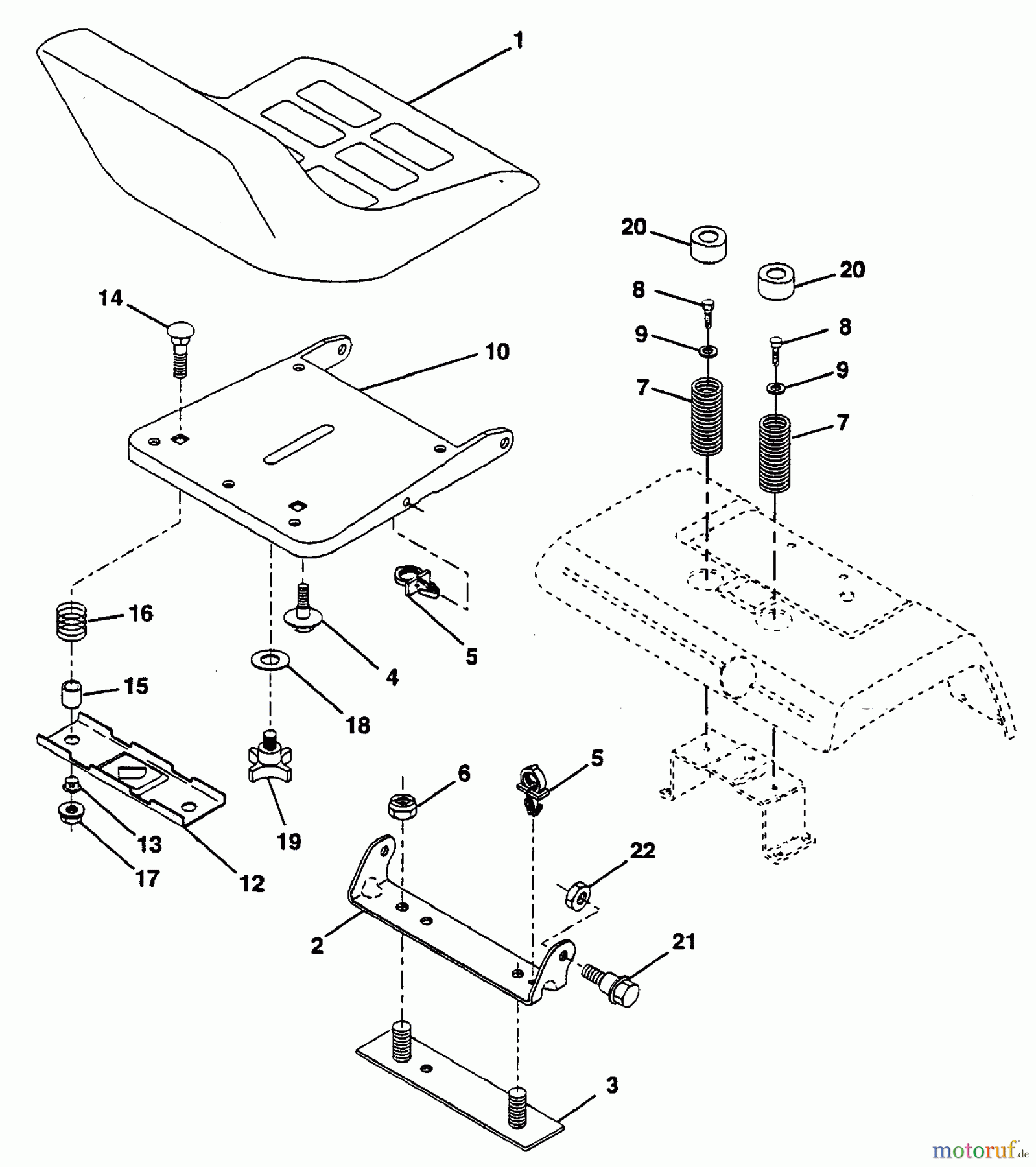 Husqvarna Rasen und Garten Traktoren GTH 200 (954000972) (HN20VH50A) - Husqvarna Garden Tractor (1994-03 & After) Seat Assembly