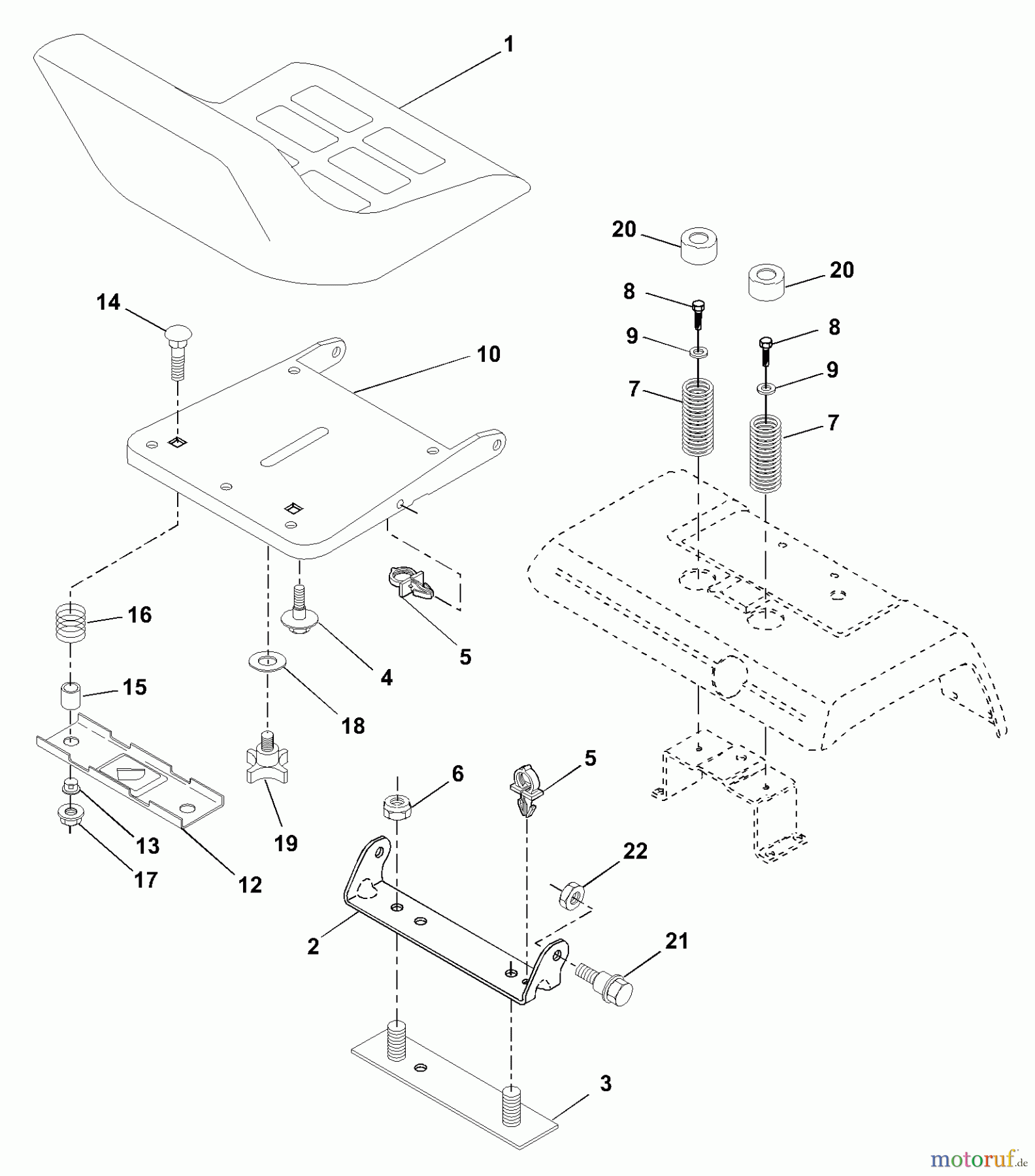 Husqvarna Rasen und Garten Traktoren GTH 200 (954001122A) - Husqvarna Garden Tractor (1994-07 & After) Seat Assembly