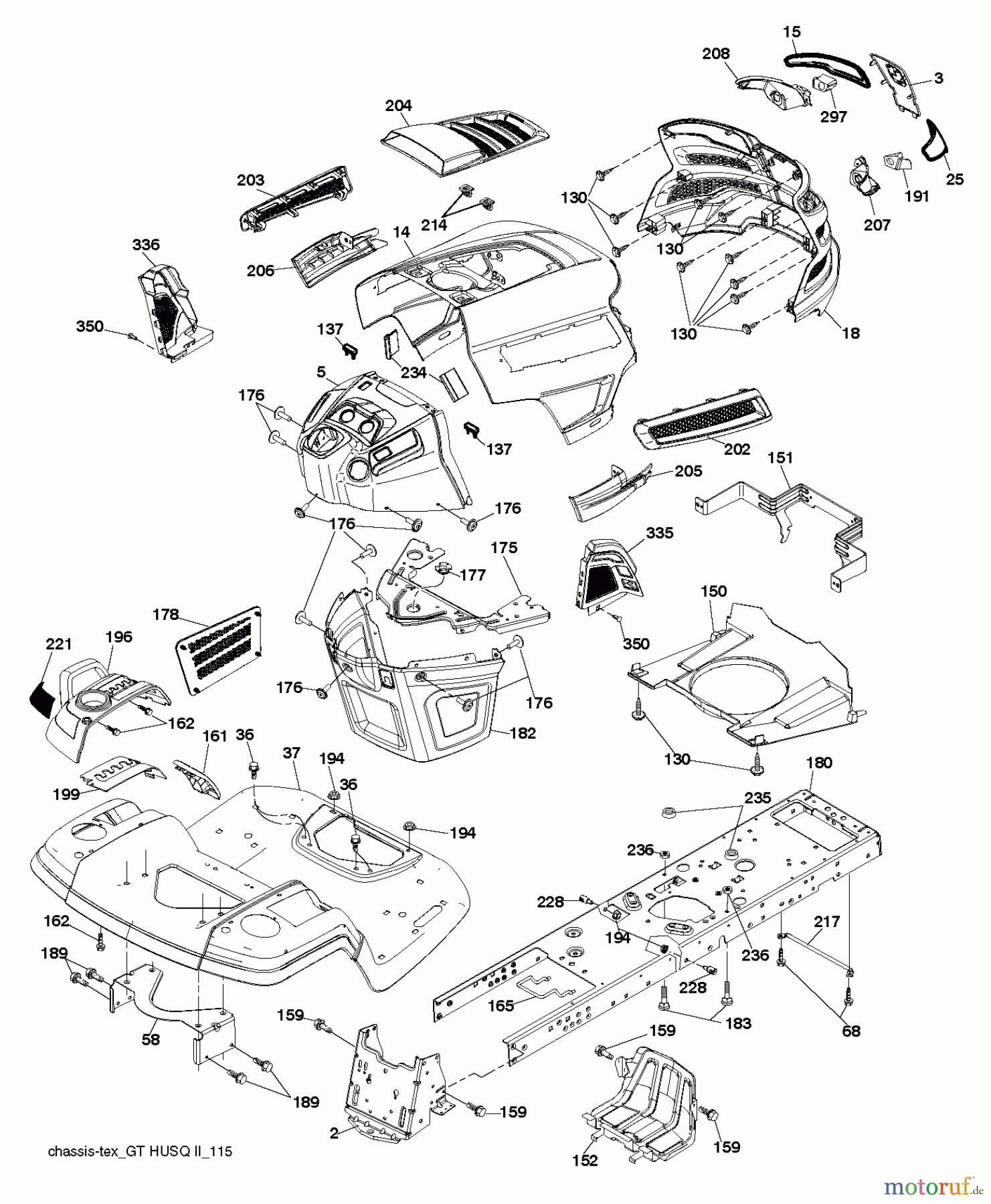 Husqvarna Rasen und Garten Traktoren GT 52XLS (96043016000) - Husqvarna Garden Tractor (2012-11 & After) CHASSIS / FRAME