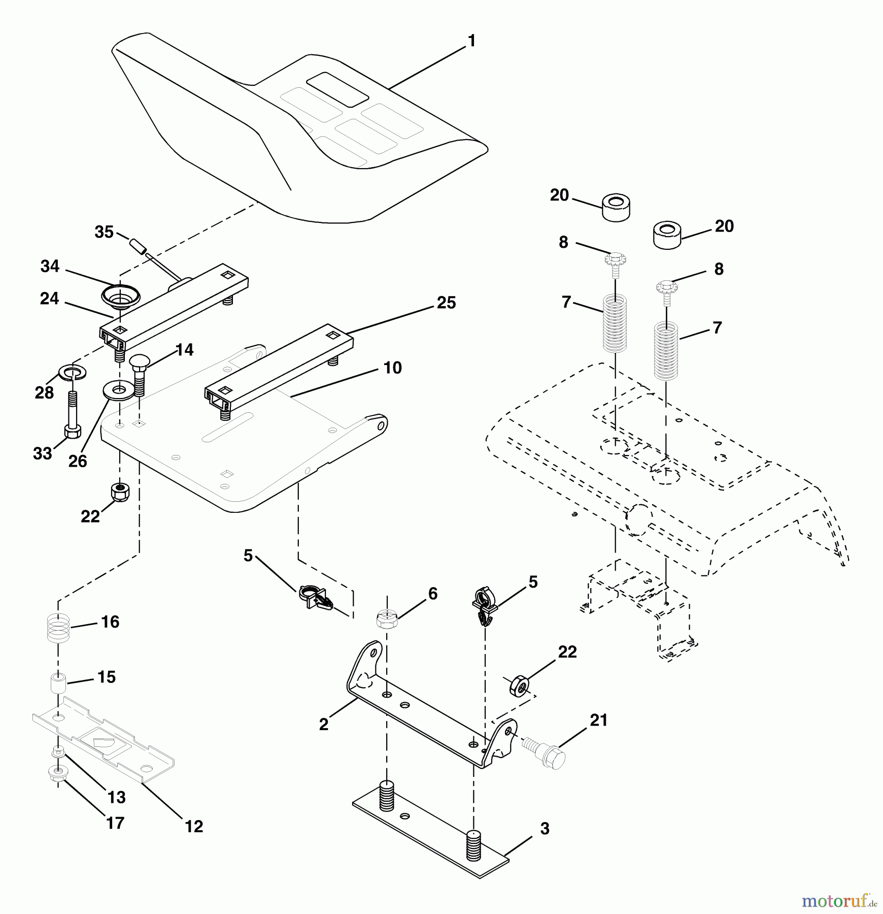 Husqvarna Rasen und Garten Traktoren GTH 250 (954170055) (HEGTH250A) - Husqvarna Garden Tractor (2002-02 & After) Seat Assembly