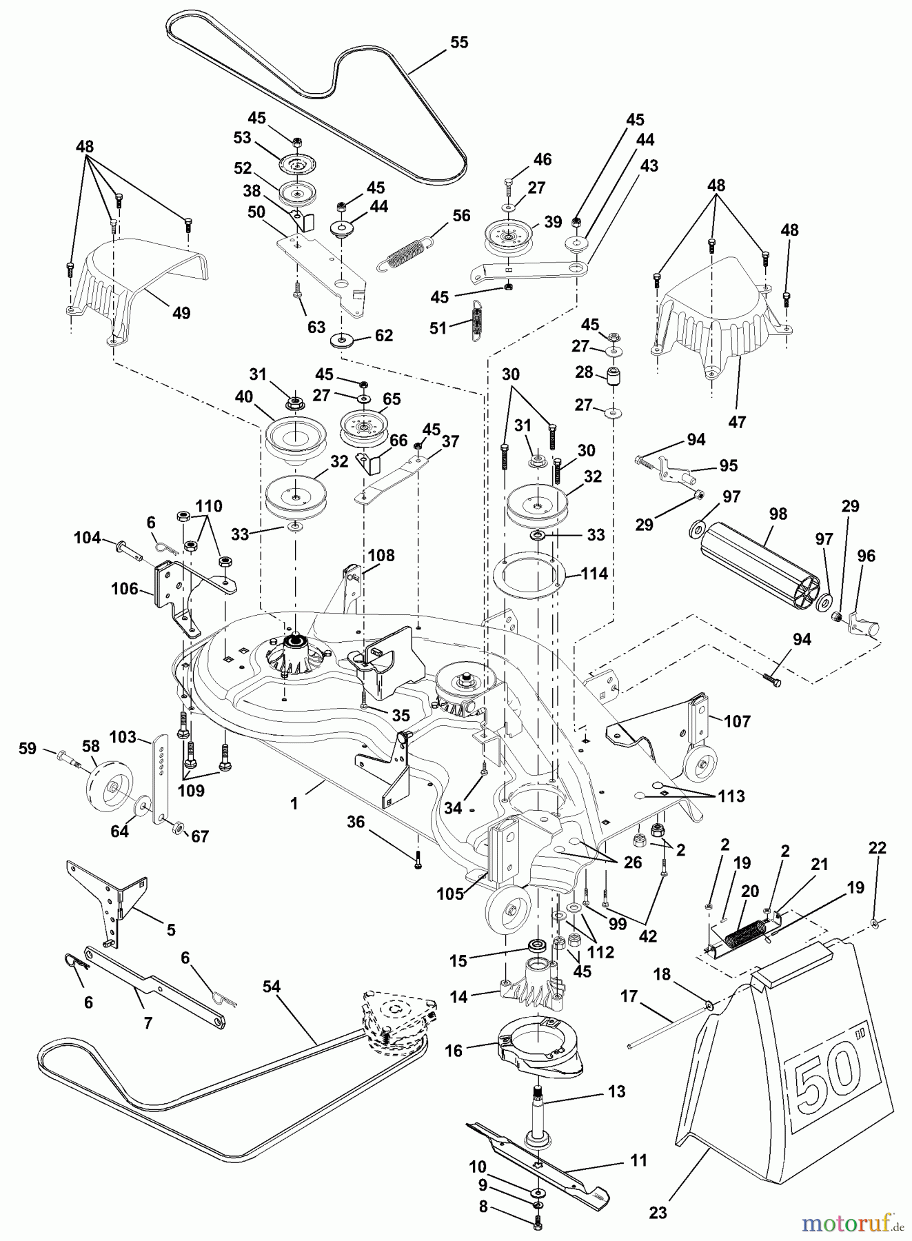 Husqvarna Rasen und Garten Traktoren GTH 2550 XPB (954567116) - Husqvarna Garden Tractor (2001-02 & After) Mower Deck