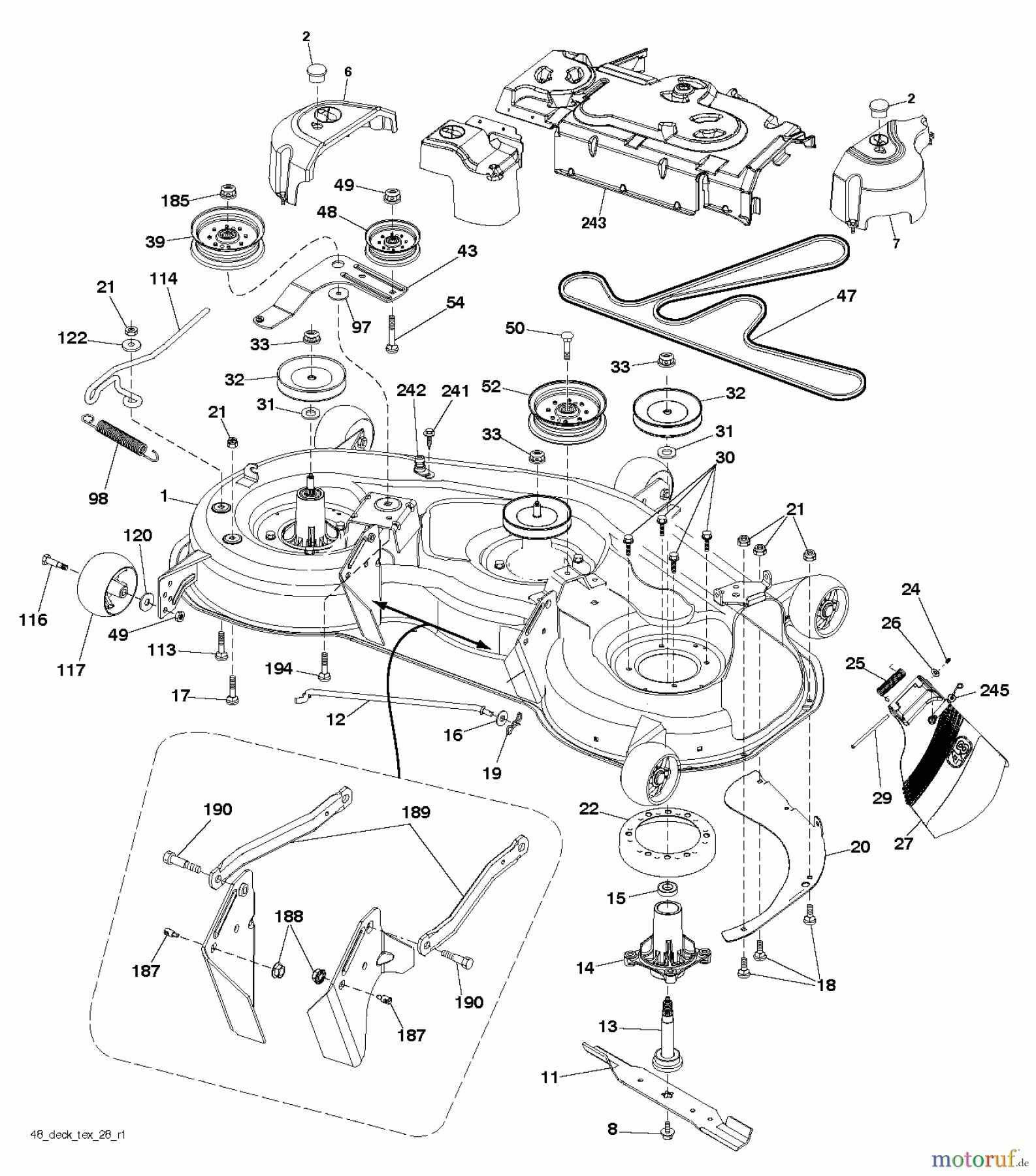 Husqvarna Rasen und Garten Traktoren GTH 263T (96041022600) - Husqvarna Garden Tractor (2011-04 & After) MOWER DECK / CUTTING DECK