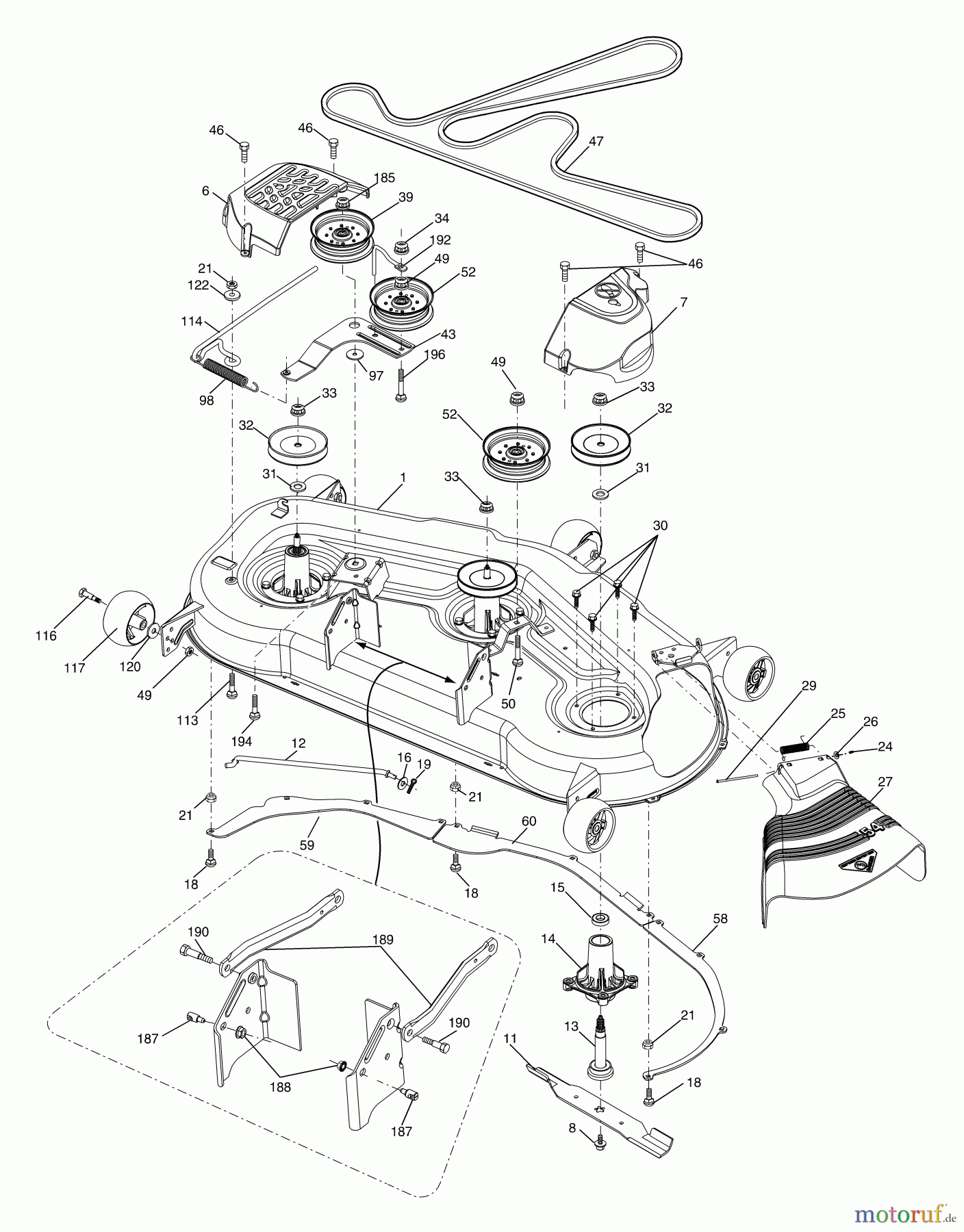 Husqvarna Rasen und Garten Traktoren GTH 26K54T (96043001100) - Husqvarna Garden Tractor (2006-03 & After) Mower Deck