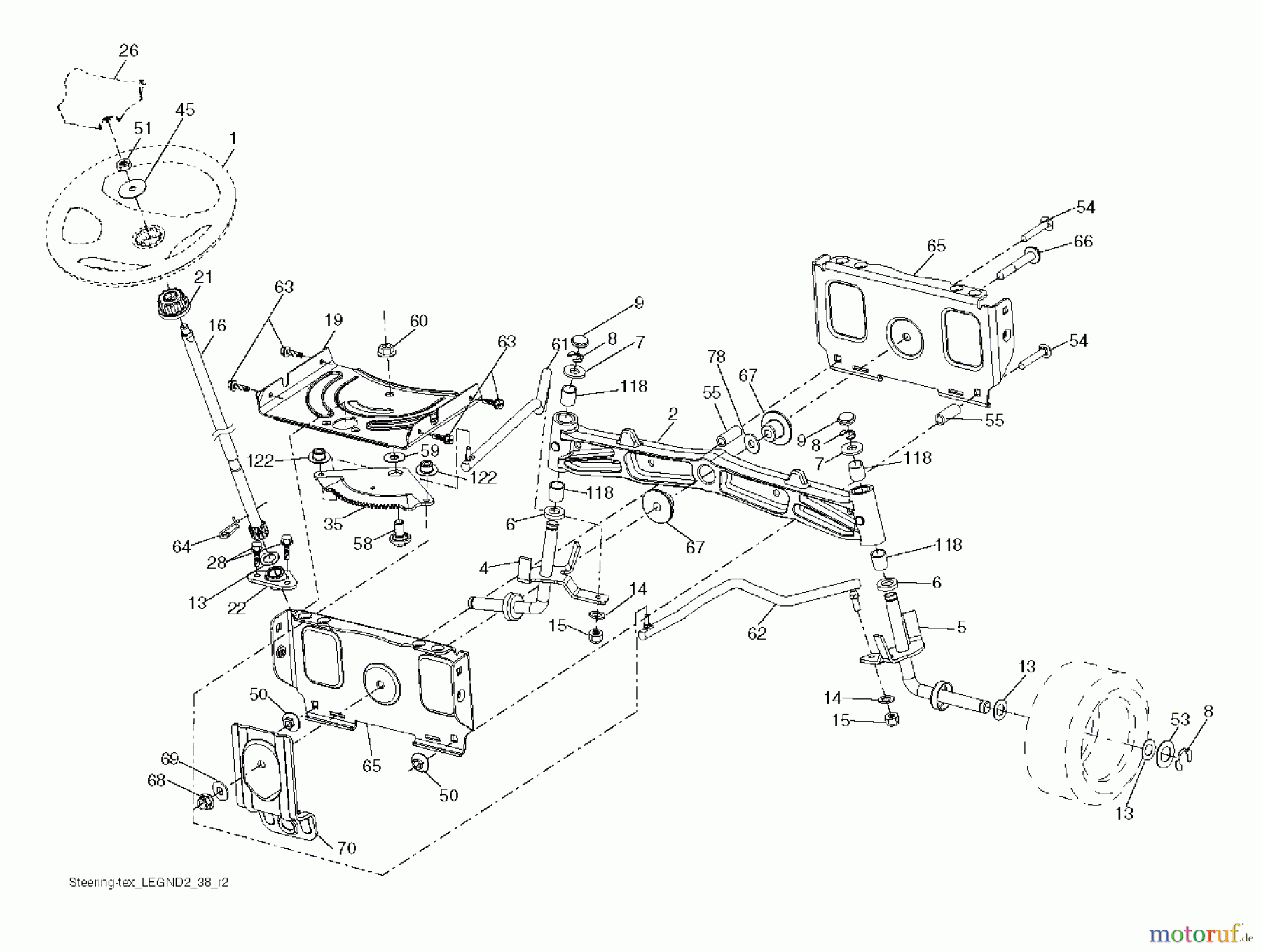 Husqvarna Rasen und Garten Traktoren GTH 3052TDF (96041028502) - Husqvarna Garden Tractor (2013-05) STEERING
