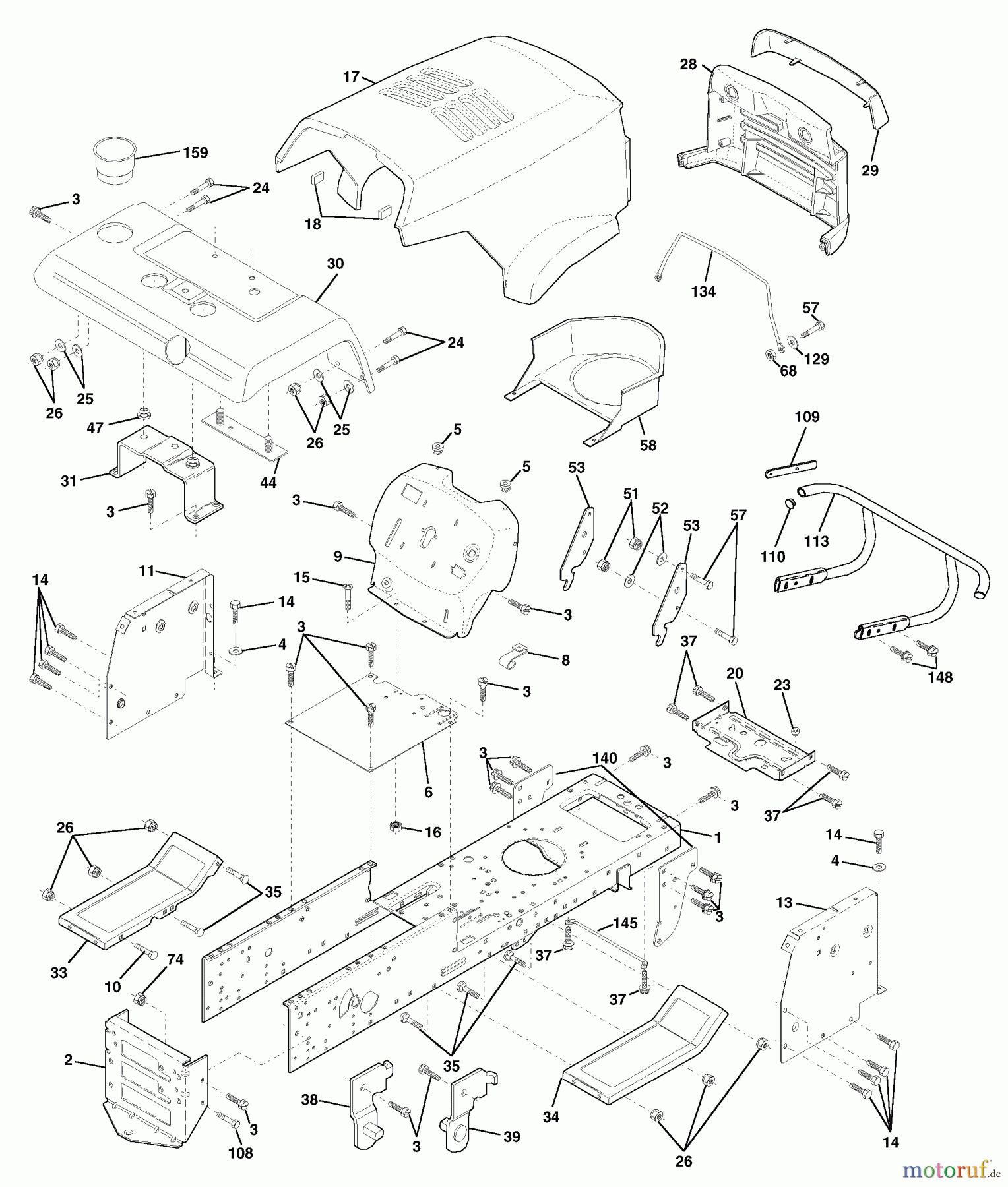 Husqvarna Rasen und Garten Traktoren GTVH 200 (954140016B) - Husqvarna Garden Tractor (1999-03 & After) Chassis & Enclosures