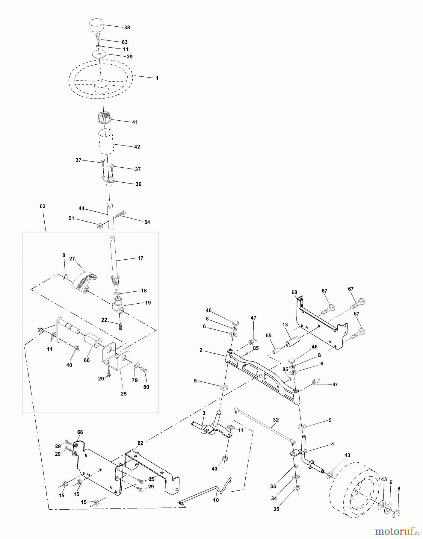 Husqvarna Rasen und Garten Traktoren GTVH 205 (954140102B) - Husqvarna Garden Tractor (2000-03 & After) Steering Assembly